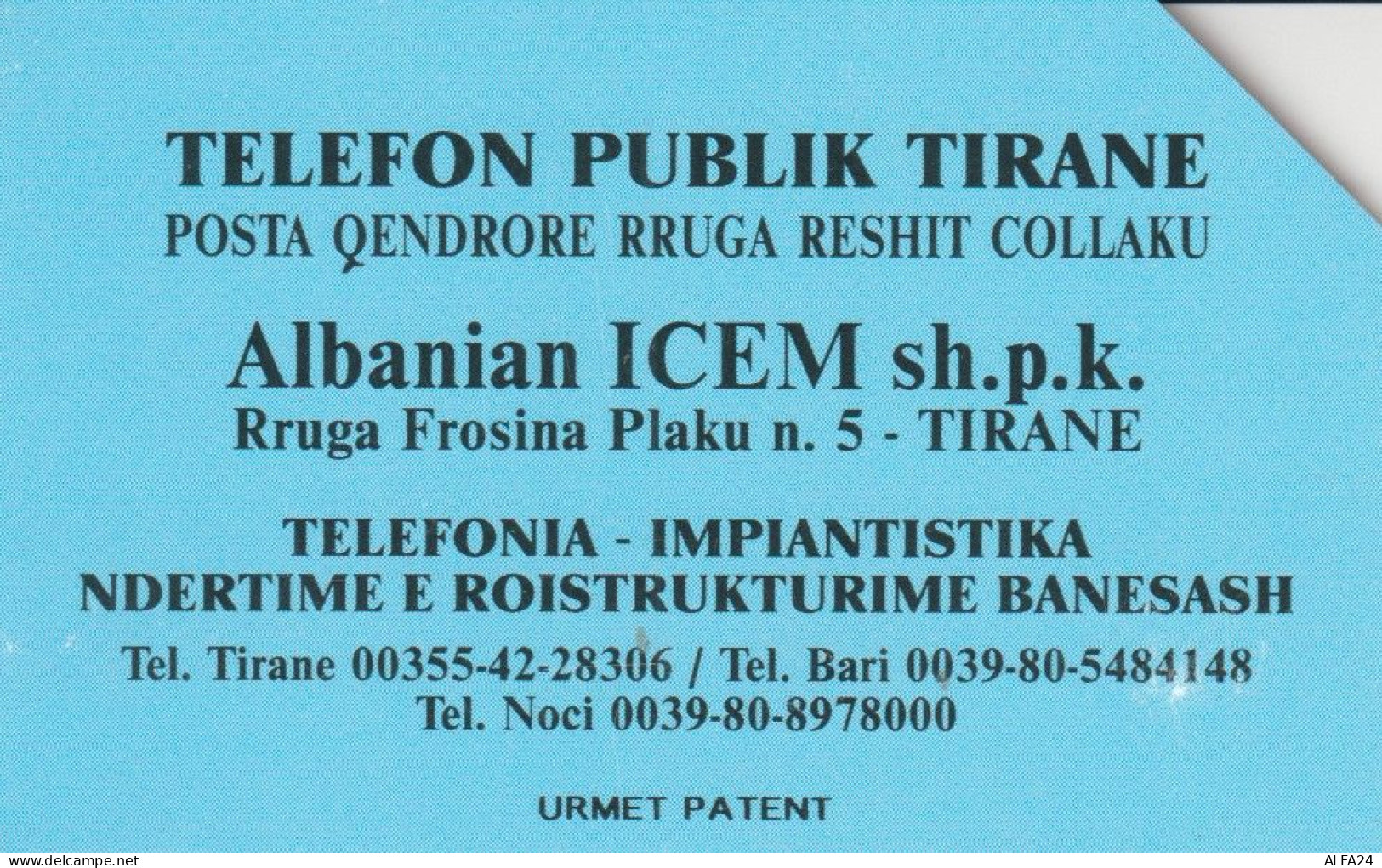 PHONE CARD ALBANIA URMET (CK1837 - Albania