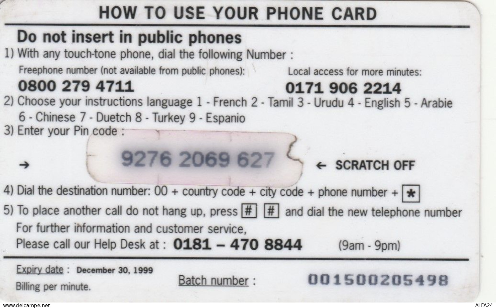 PREPAID PHONE CARD REGNO UNITO (CK1505 - BT Kaarten Voor Hele Wereld (Vooraf Betaald)