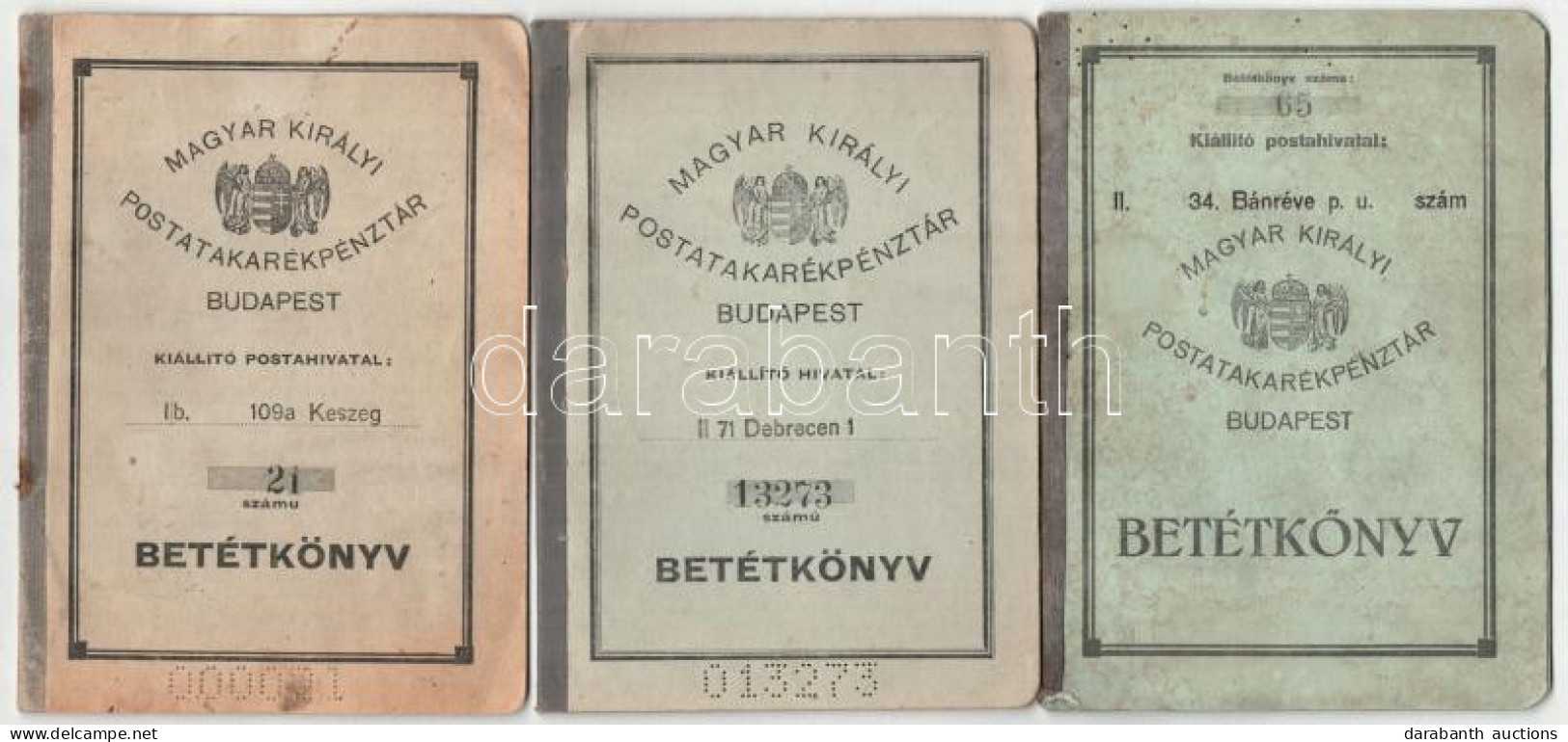 3db-os Betétkönyv Tétel, Benne: Keszeg 1941. "Magyar Királyi Postatakarékpénztár - Keszeg" Bejegyzésekkel, Alacsony "000 - Non Classificati