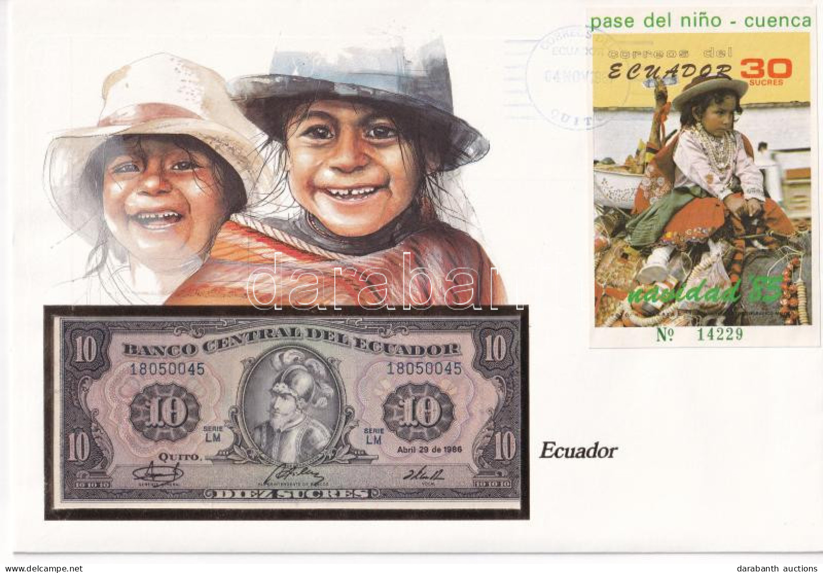 Ecuador 1986. 10S Felbélyegzett Borítékban, Bélyegzéssel T:I Ecuador 1986. 10 Sucres In Envelope With Stamp And Cancella - Ohne Zuordnung