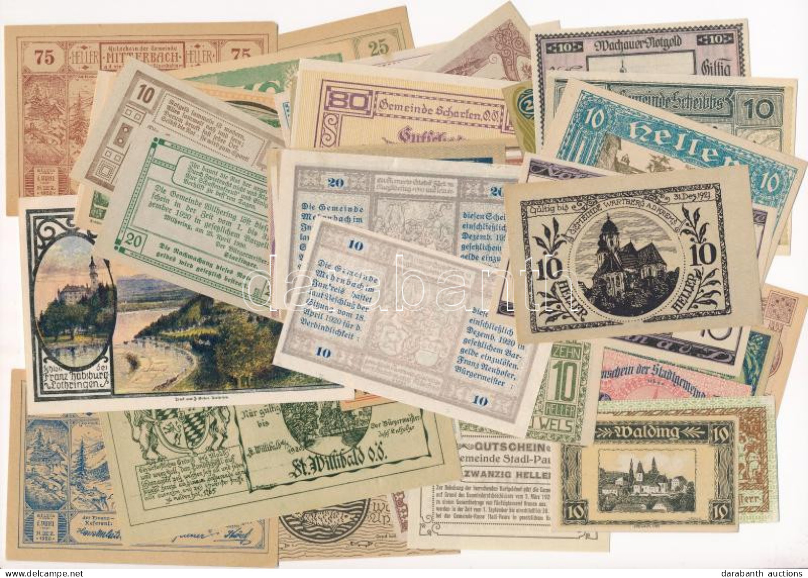 Ausztria ~1920. 50db-os Vegyes Szükségpénz Tétel T:I,I-Austria ~1920. 50pcs Of Mixed Necessity Notes C:UNC,AU - Sin Clasificación