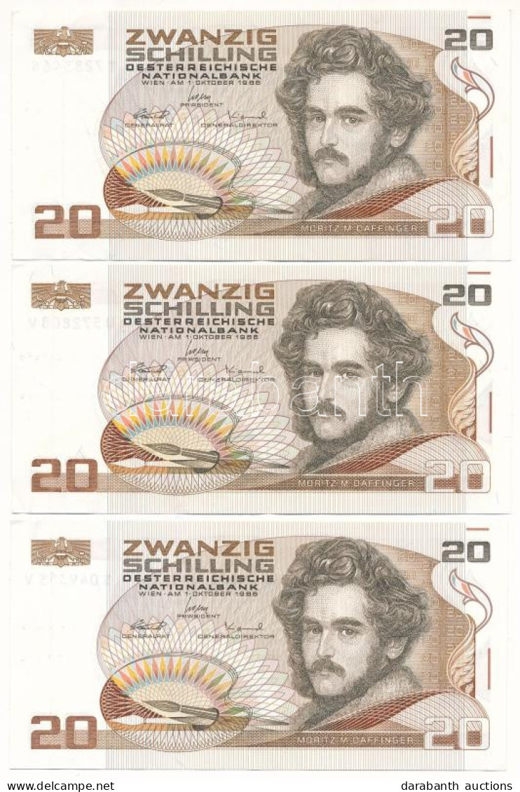 Ausztria 1985. 20Sch (3x) T:VF,F Szép Papír Austria 1985. 20 Schilling (3x) C:VF,F Nice Paper - Unclassified