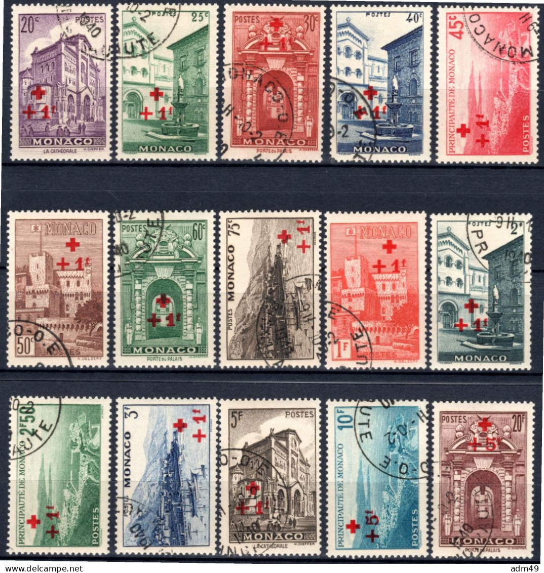 MONACO, 1940 Rotes Kreuz Freimarken, Gestempelt - Gebraucht