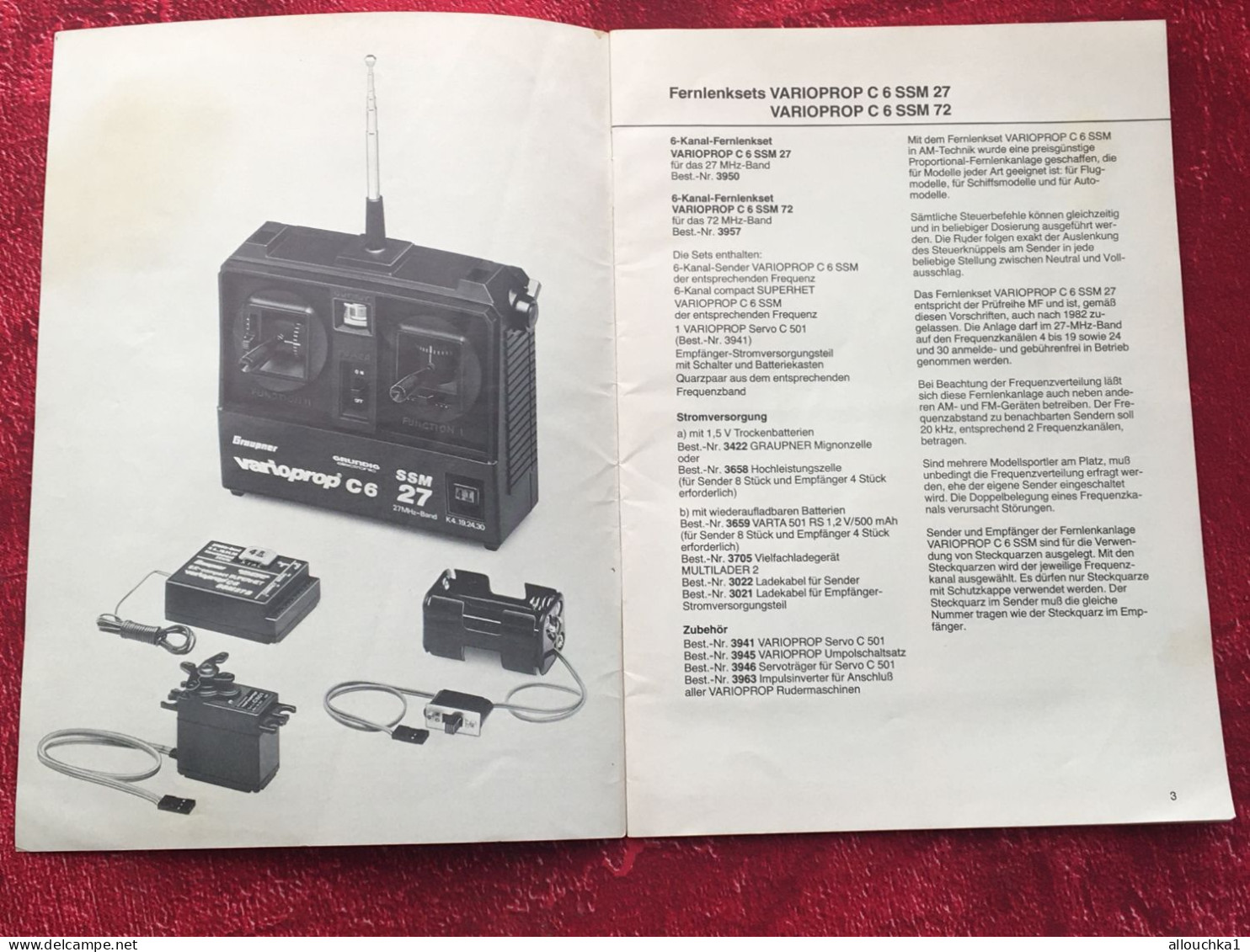 Notice Varioprop-C6 SSM-Graupner-Grundig Electronic-operating Instructions-manette Téléguidage-mini Chargeur Helios - Autres Appareils