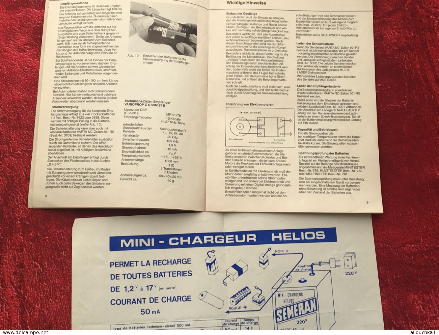 Notice Varioprop-C6 SSM-Graupner-Grundig Electronic-operating Instructions-manette Téléguidage-mini Chargeur Helios - Andere Geräte