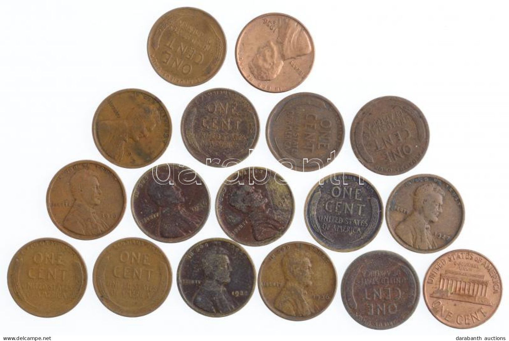Amerikai Egyesült Államok 1909-1961. 1c "Lincoln" (17db) T:2-3 USA 1909-1961. 1 Cent "Lincoln" (17pcs) C:XF-F - Unclassified