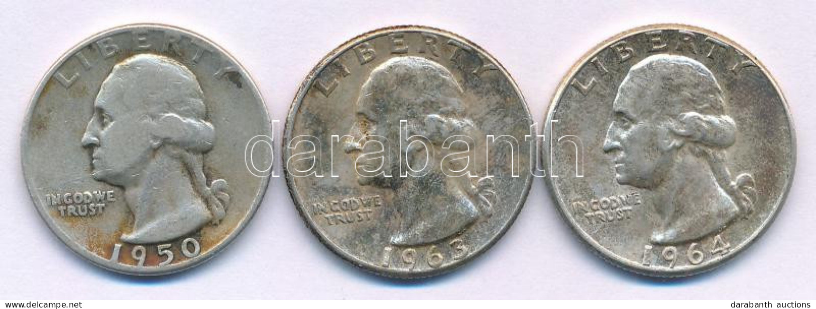 Amerikai Egyesült Államok 1950-1964. 1/4$ Ag "Washington" (3xklf) T:XF-VF Patina USA 1950-1964. 1/4 Dollar Ag "Washingto - Ohne Zuordnung