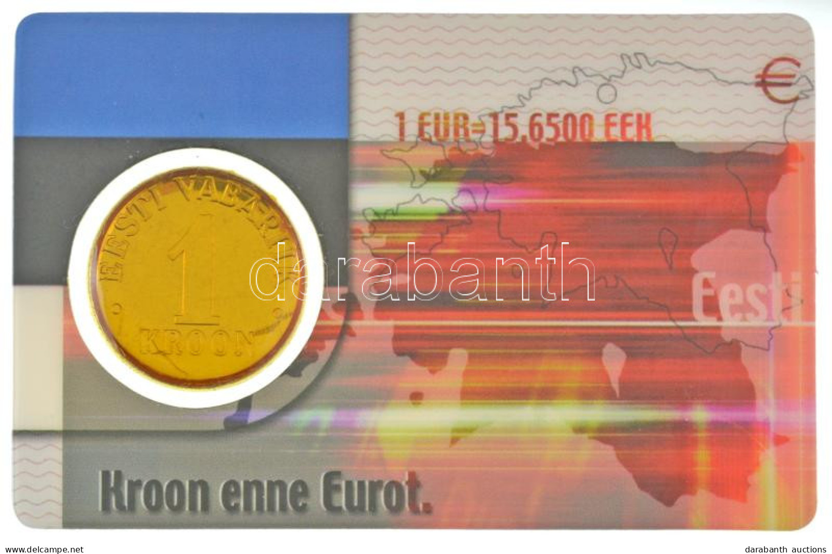 Észtország 2001. 1K Cu-Al-Zn Műanyag Kártyán T:AU Estonia 2001. 1 Kroon Cu-Al-Zn On Plastic Card C:AU - Ohne Zuordnung