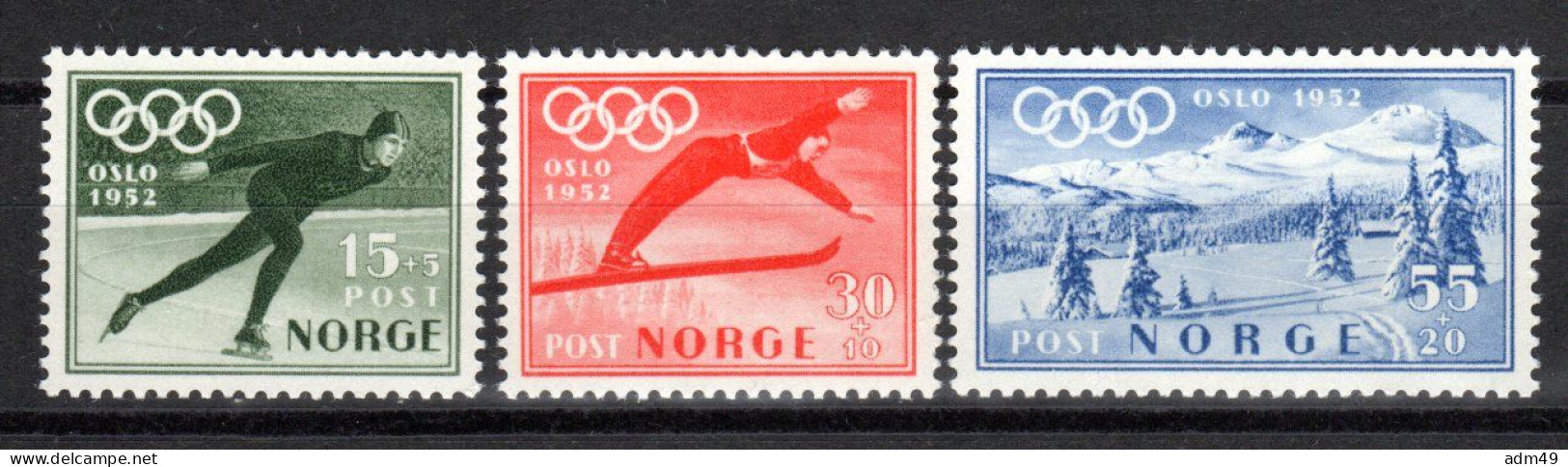 NORWEGEN, 1951, Olympische Winterspiele Oslo, Postfrisch ** - Nuovi