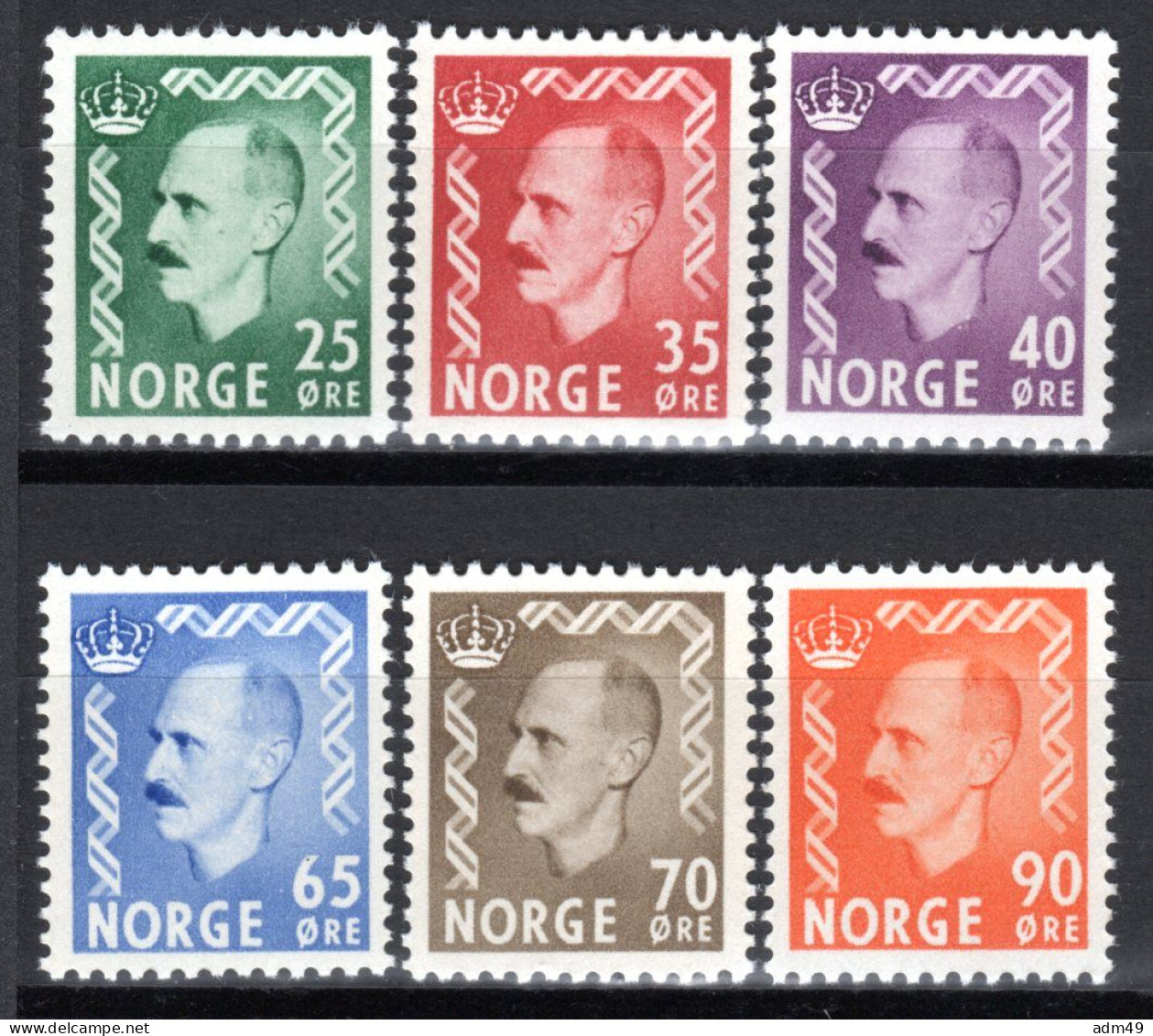 NORWEGEN, 1955 Freimarken König Haakon VII., Postfrisch ** - Unused Stamps