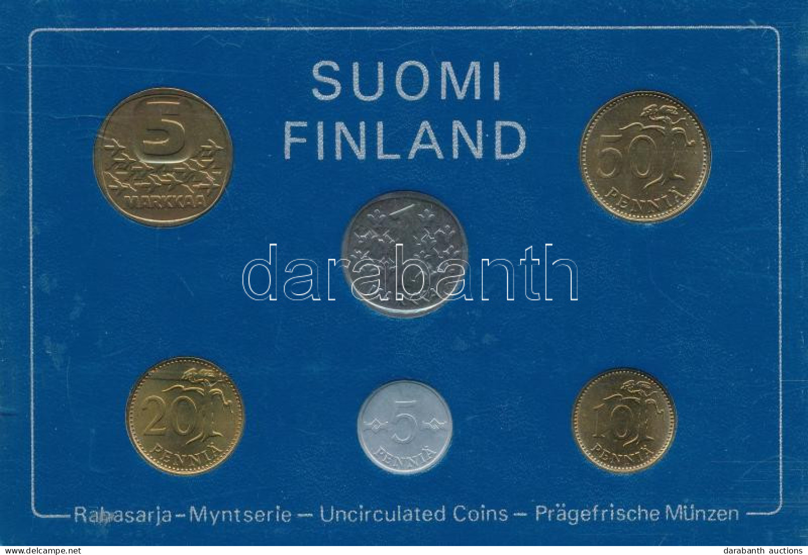 Finnország 1981. 5p-5M (6xklf) Forgalmi Sor Plasztik Tokban T:UNC  Finland 1981. 5 Pennia - 5 Markka (6xdiff) Coin Set I - Sin Clasificación