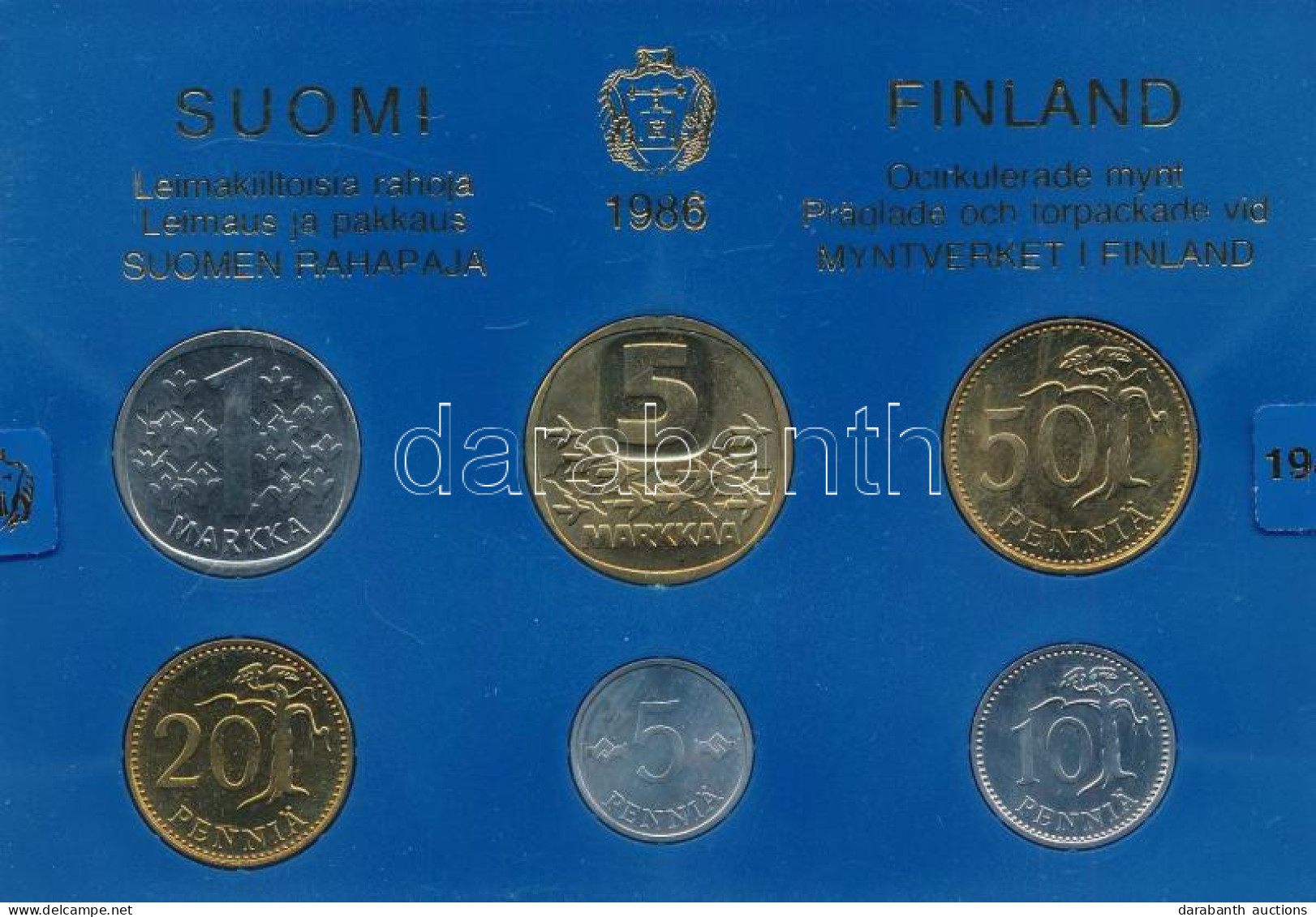 Finnország 1986. 5p-5M (6xklf) Forgalmi Sor Plasztik Tokban T:UNC Finland 1986. 5 Pennia - 5 Markka (6xdiff) Coin Set In - Non Classificati