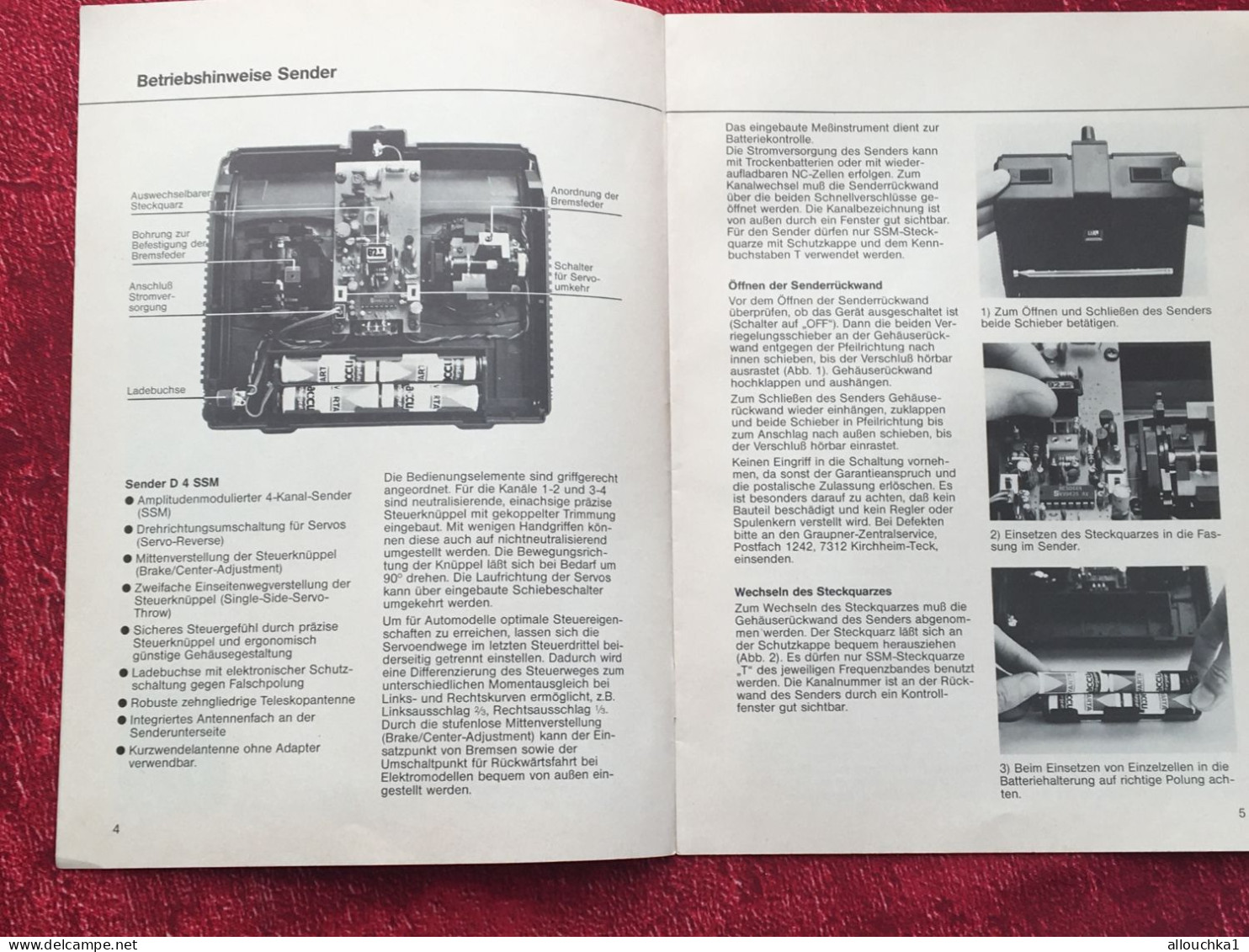 Notice Remote Control-D4 SSM 4- Kanal-Fern-lenks-Graupner-Grundig Electronic-operating Instructions-manette Téléguidage- - Autres Appareils