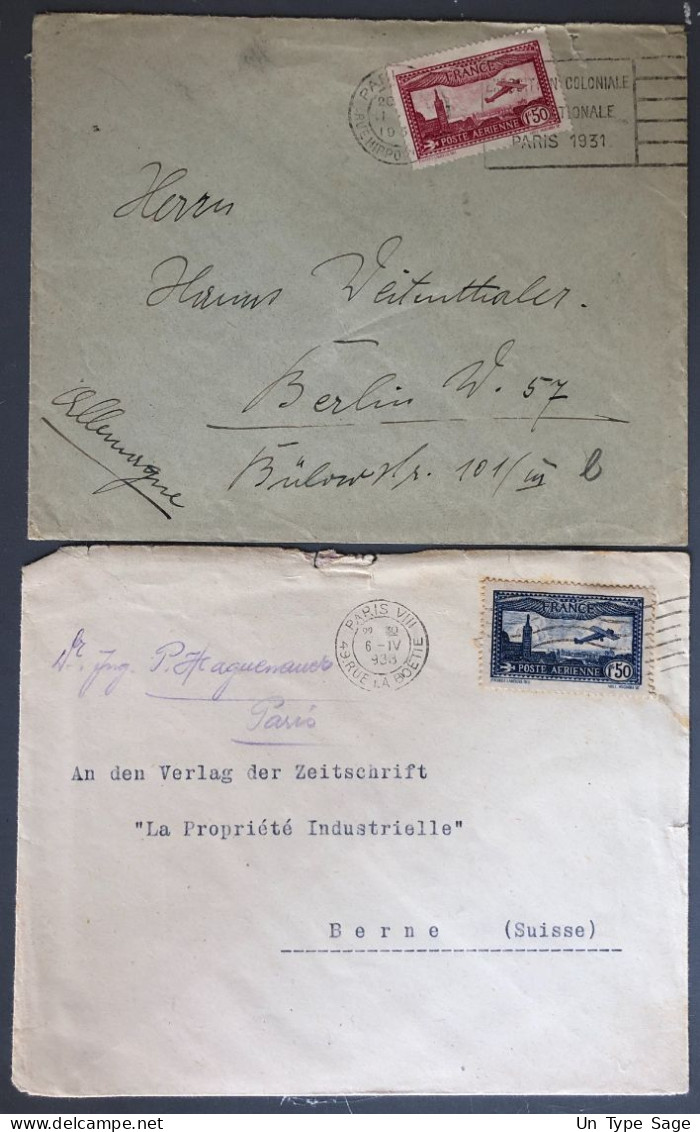 France - Lot De 2 Enveloppes Avec PA N°5 Et PA N°6 - (W1288) - 1927-1959 Brieven & Documenten