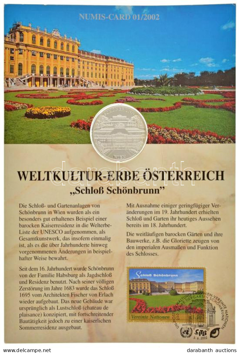 Ausztria 2002. "Schönbrunn" Kétoldalas Ag Emlékérem Felbélyegzett Karton Díszlapon Bélyegzéssel (15g/0.999/35mm) T:PP Au - Non Classificati