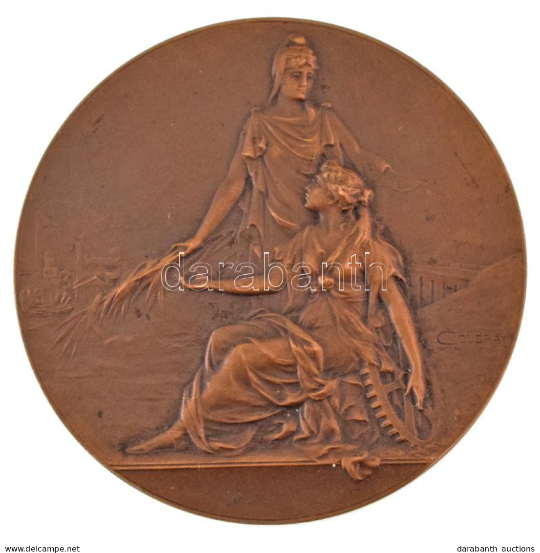 Franciaország ~1900-1910. "Ipar és Mezőgazdaság" Bronz Emlékérem. Szign.: Lucien Coudray (50mm) T:AU Kis Patina France ~ - Ohne Zuordnung