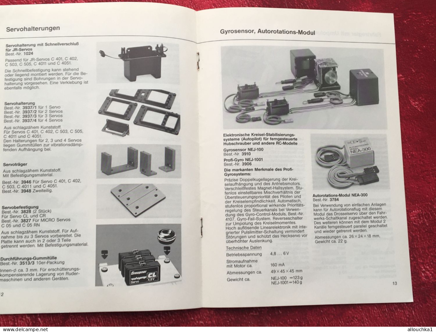 Notice remote control-RC-Zubehor-Rudermaschinen-Kabel-Strom Graupner-Grundig-operating instructions-manette téléguidage-