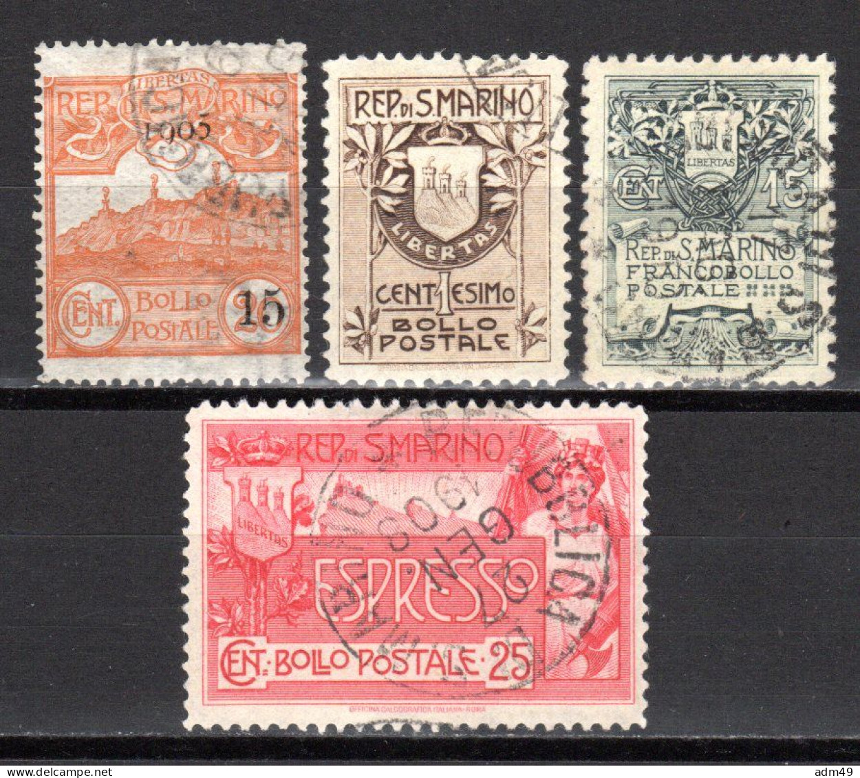 SAN MARINO, 1905/07 Freimarken Und Eilmarke, Gestempelt - Usados