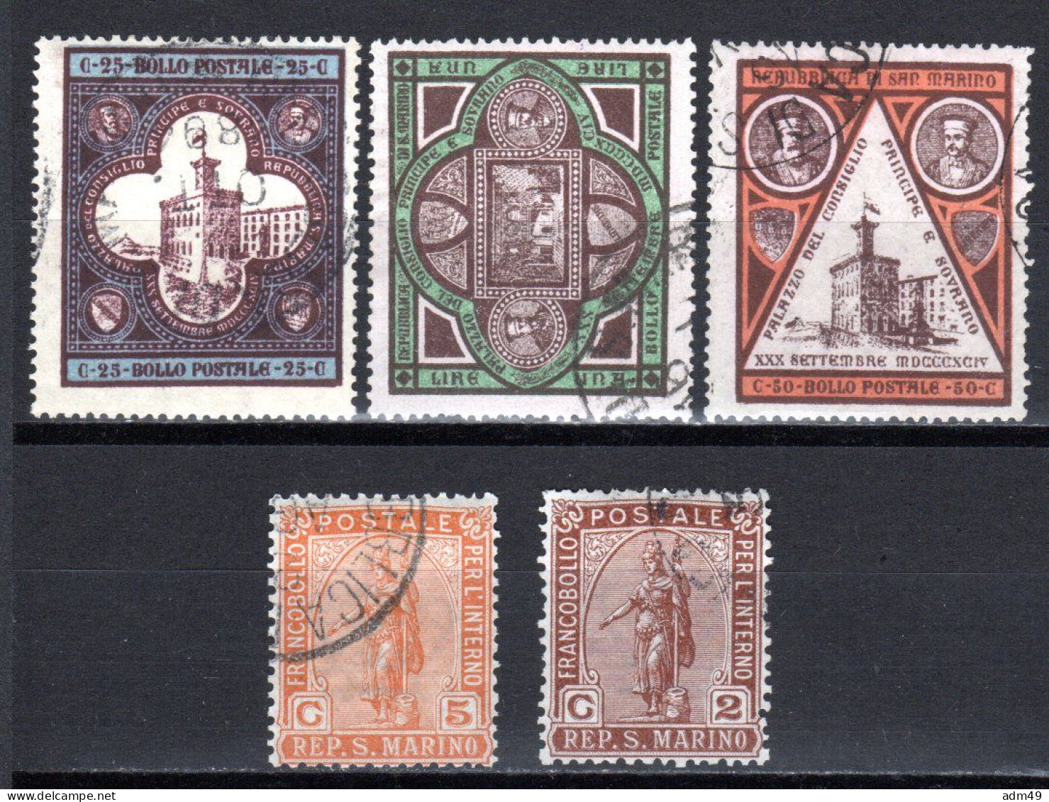 SAN MARINO, 1894/99 Regierungsgebäude, Freiheitsgöttin, Gestempelt - Used Stamps