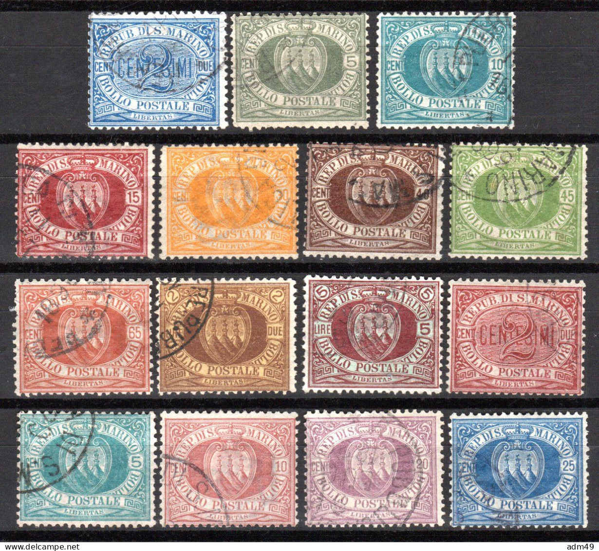 SAN MARINO, 1892/94 Freimarken Ziffern Und Landeswappen, Gestempelt - Used Stamps