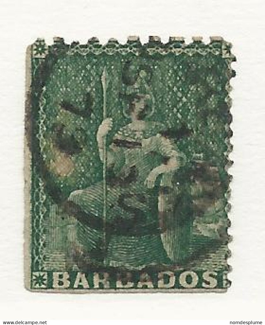 25683) Barbados 1871 Blue Green Perforated 11x16 - Barbados (...-1966)