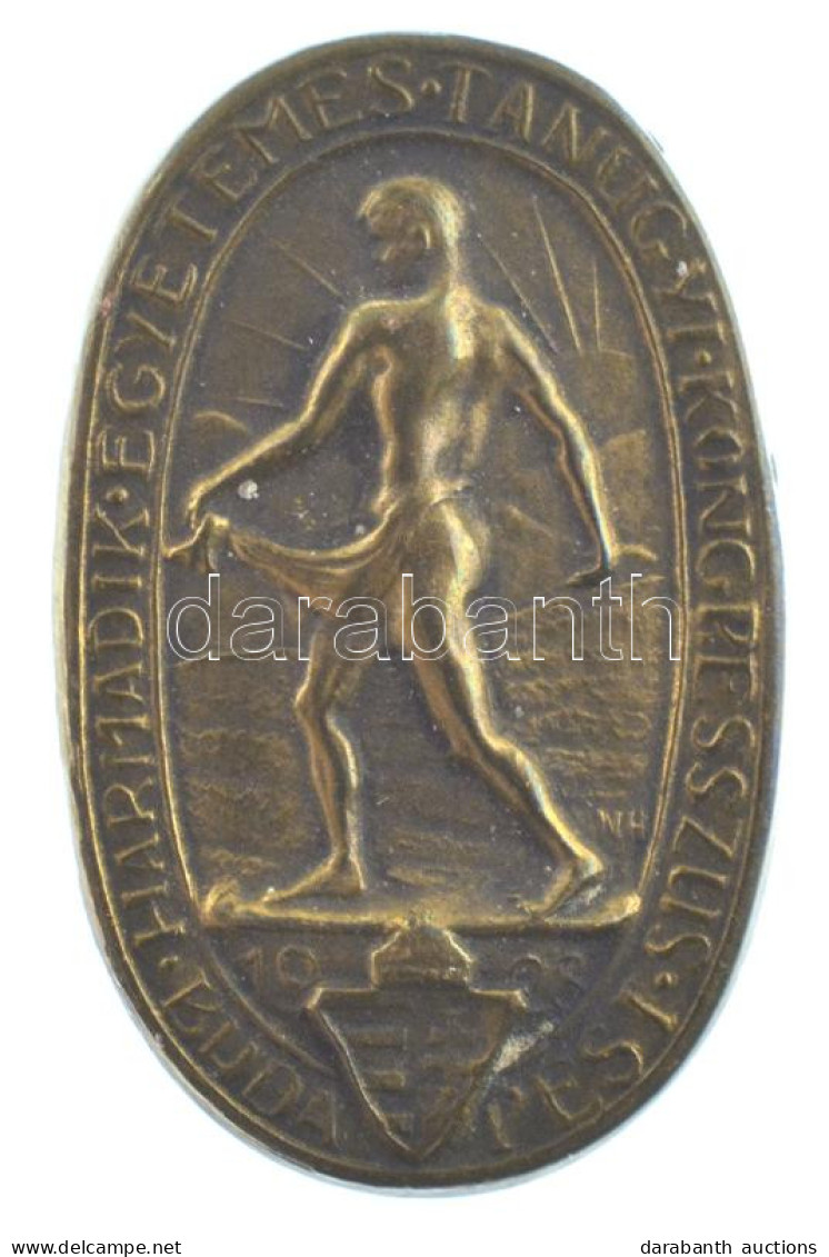 Nemes Hubert (1892- ) 1928. "Harmadik Egyetemes Tanügyi Kongresszus - Budapest" Bronz Kitűző (17x21,5mm) T:XF Tű Hiányzi - Unclassified