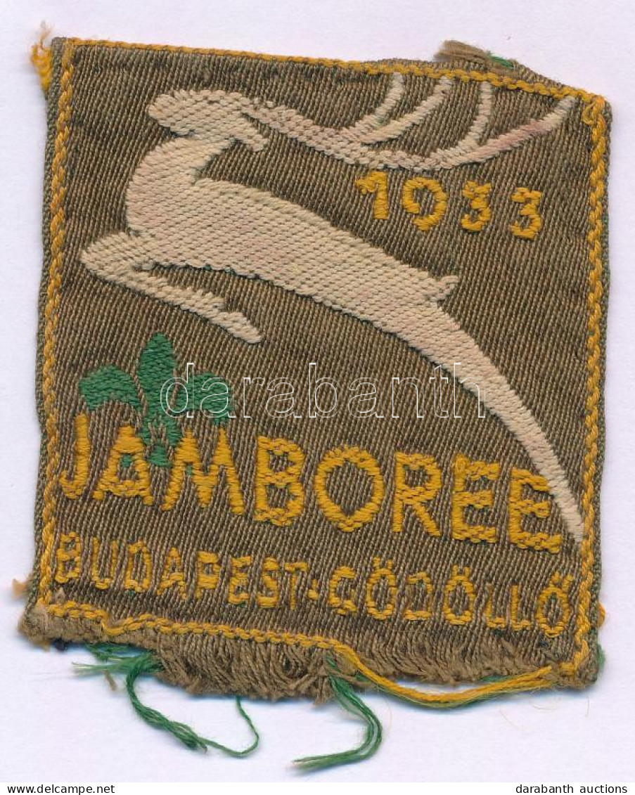 1933. "Jamboree Budapest- Gödöllő" Textil Anyagú Cserkész Felvarró (58x52mm) T:XF - Ohne Zuordnung