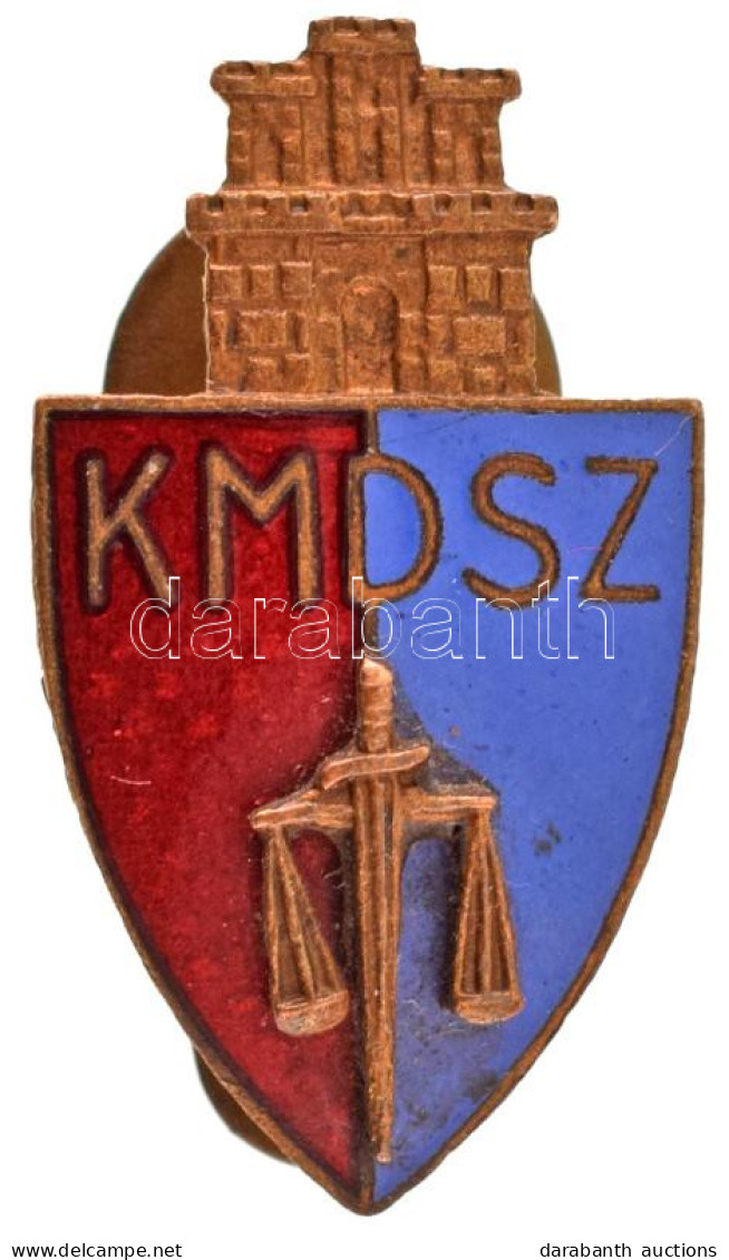 ~1941-1944. "KMDSZ (Kolozsvári Magyar Diákszövetség) - Jogi Kar" Zománcozott Bronz Gomblyukjelvény (26x15mm) T:AU - Zonder Classificatie