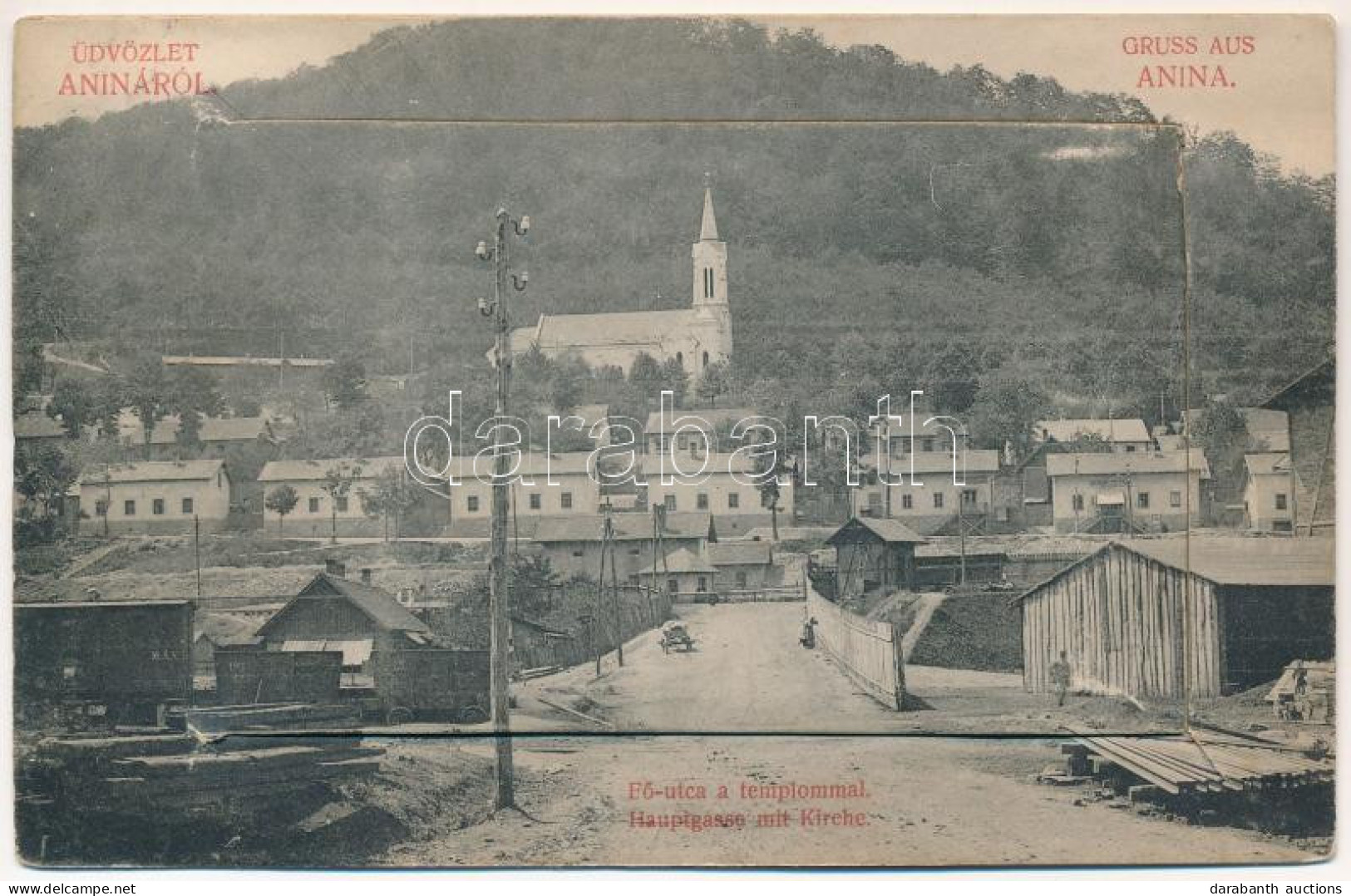 T2/T3 1910 Anina, Stájerlakanina, Steierdorf; Fő Utca, Templom, Iparvasút, Vonat. Hubert Zsigmond Kiadása, Leporellolap  - Ohne Zuordnung