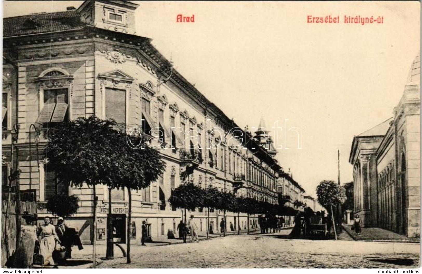 T1/T2 1911 Arad, Erzsébet Királyné út, Vegyeskereskedés üzlete / Street, Shop - Zonder Classificatie