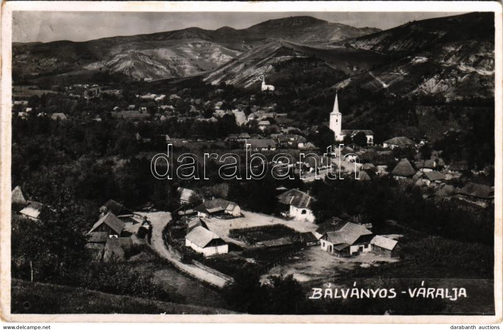 * T2/T3 Bálványosváralja, Schlosswall, Unguras; Látkép, Templom / General View, Church. Photo - Zonder Classificatie