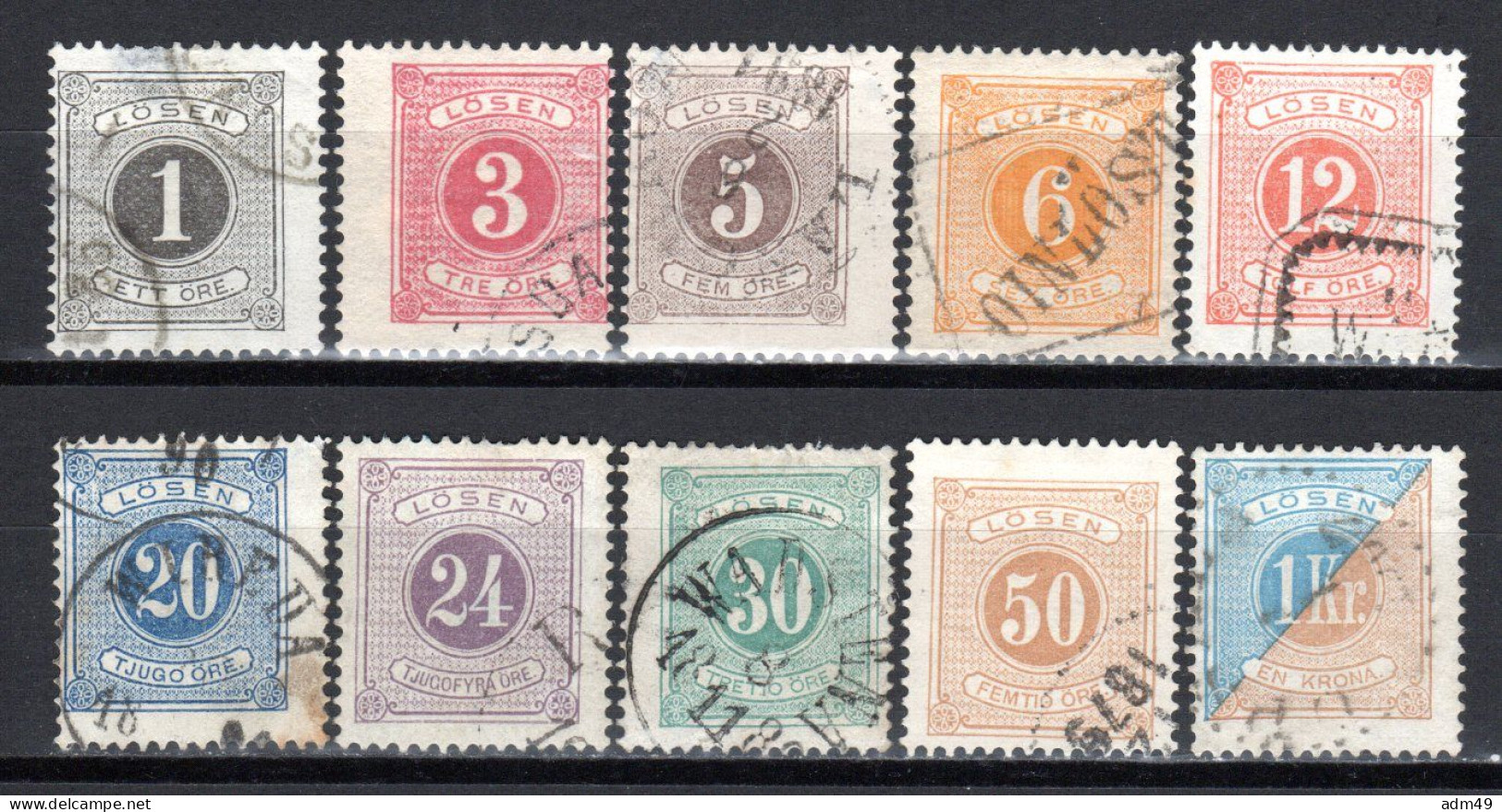 SCHWEDEN, 1877/91 Portomarken Zifferzeichnung, Gestempelt - Postage Due