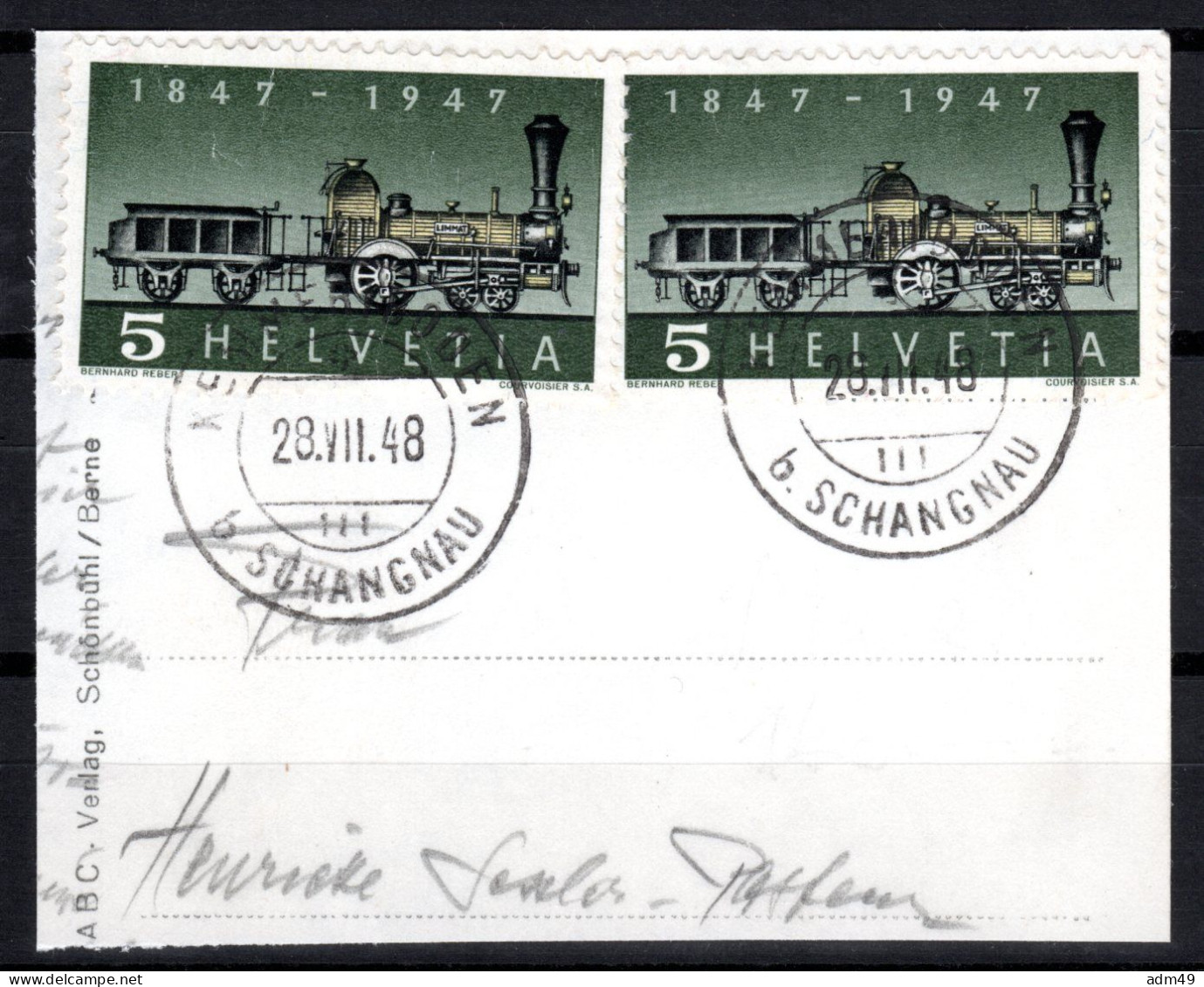 SCHWEIZ ABARTEN, 1947 Erste Dampflokomotive, Fehlende Speiche, Gestempelt - Variétés