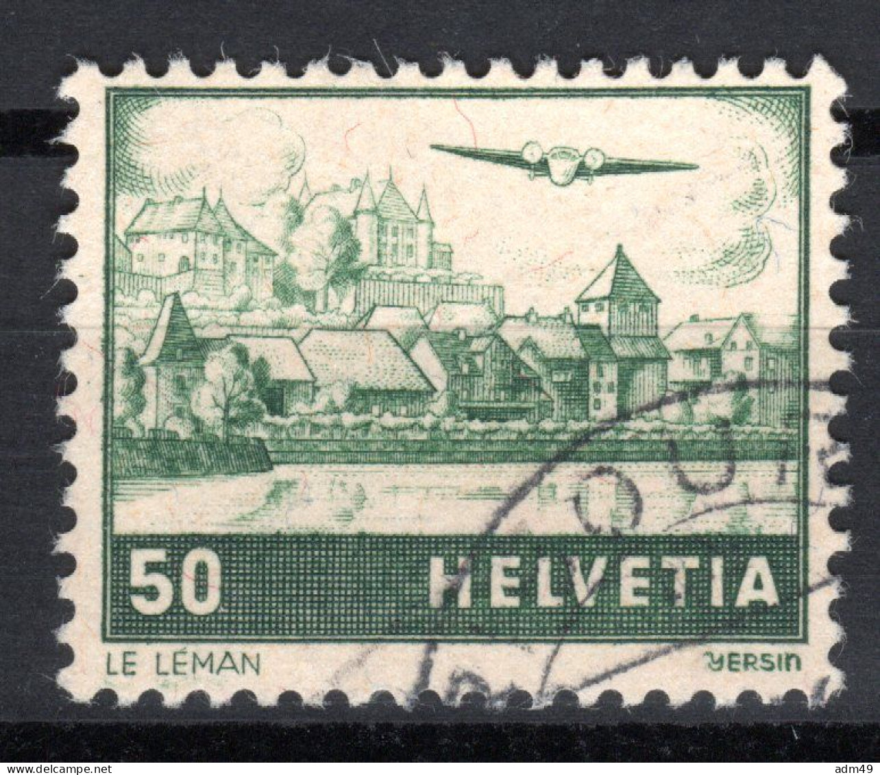 SCHWEIZ ABARTEN, 1941 Flugpost Genfersee, Weisses Dach Im Haus Rechts, Gestempelt - Variétés