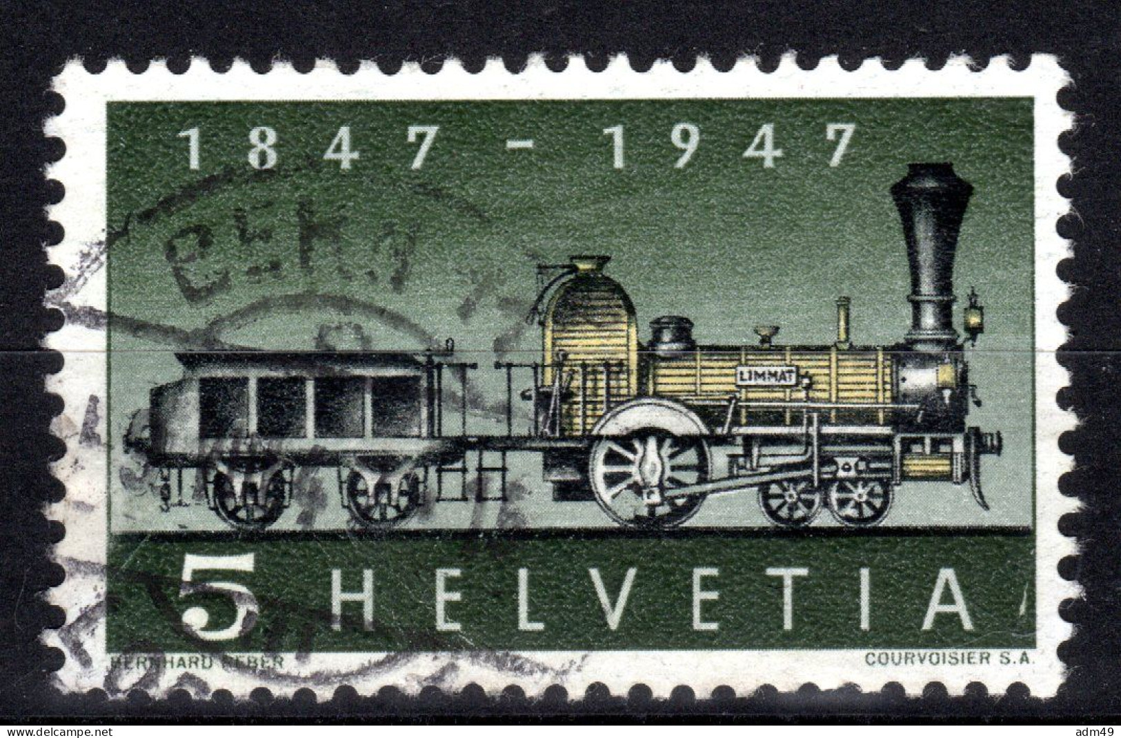 SCHWEIZ ABARTEN, 1947 Erste Dampflokomotive, Fehlende Speiche, Gestempelt - Errores & Curiosidades
