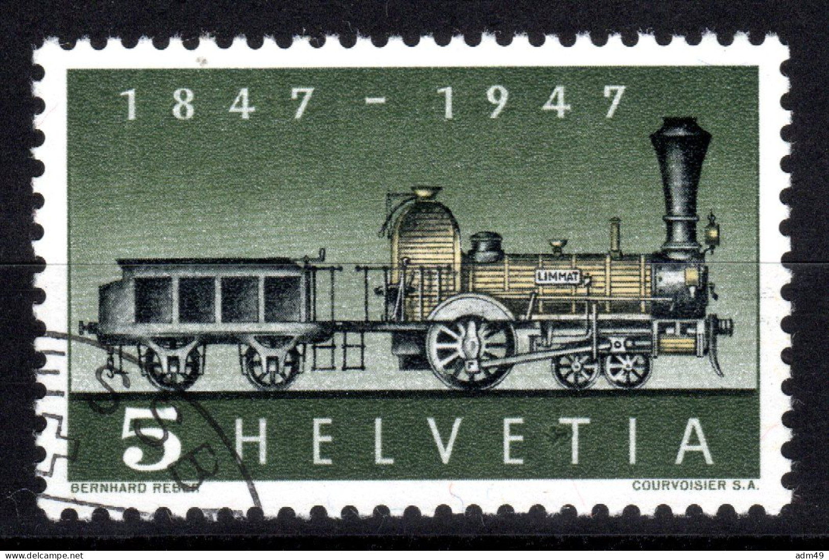 SCHWEIZ ABARTEN, 1947 Erste Dampflokomotive, Retouche An T, Gestempelt - Errores & Curiosidades