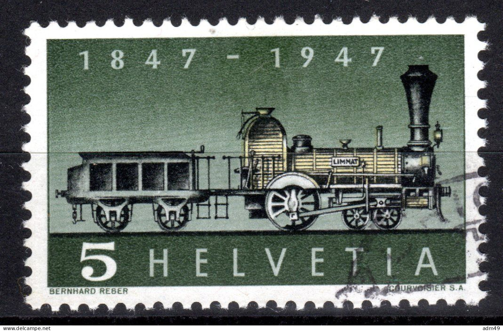 SCHWEIZ ABARTEN, 1947 Erste Dampflokomotive, Fehlende Speiche, Gestempelt - Abarten