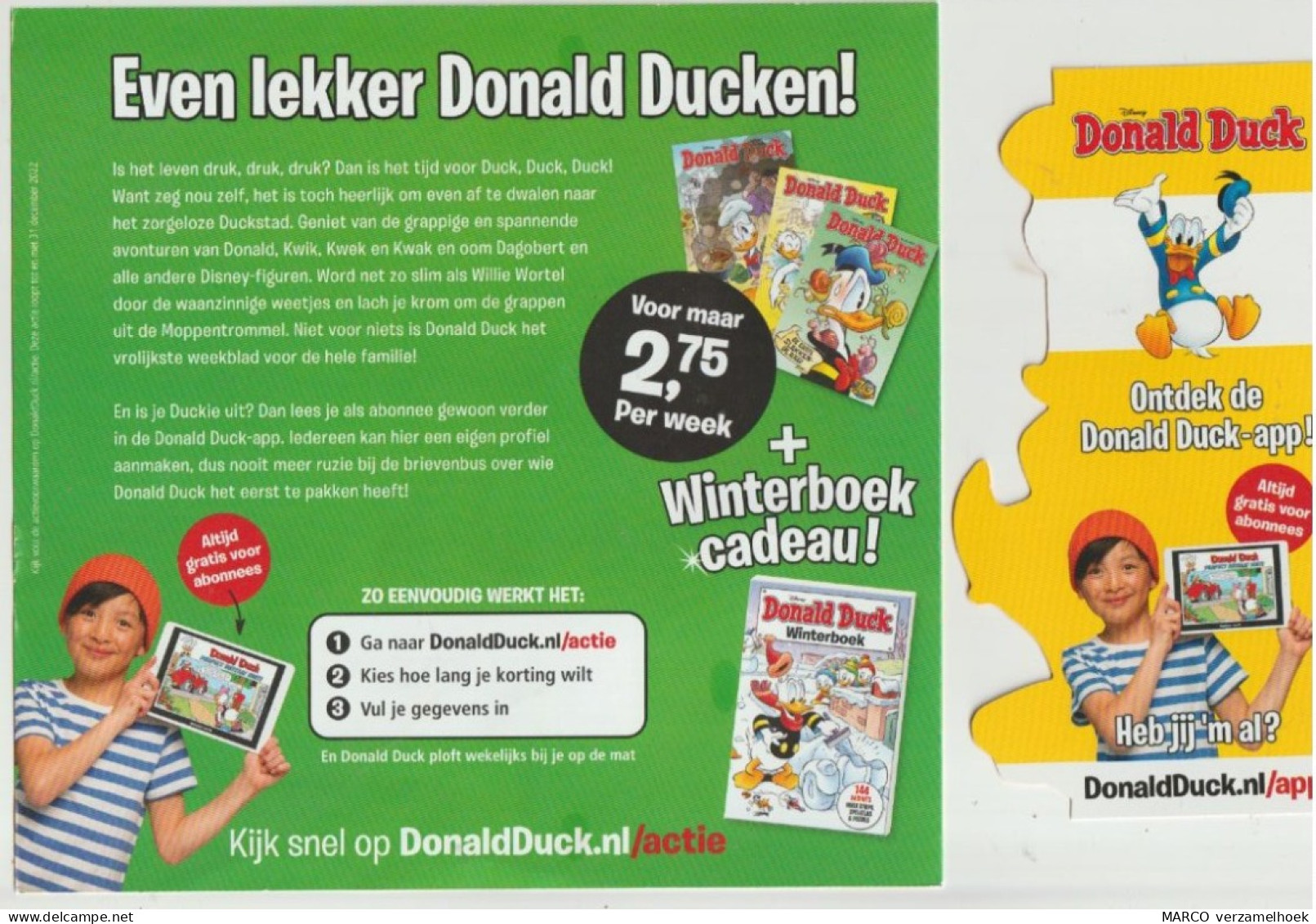 Donald Duck Walt Disney Even Lekker Donald Ducken (NL) Met Bladwijzer-boekenlegger - Donald Duck