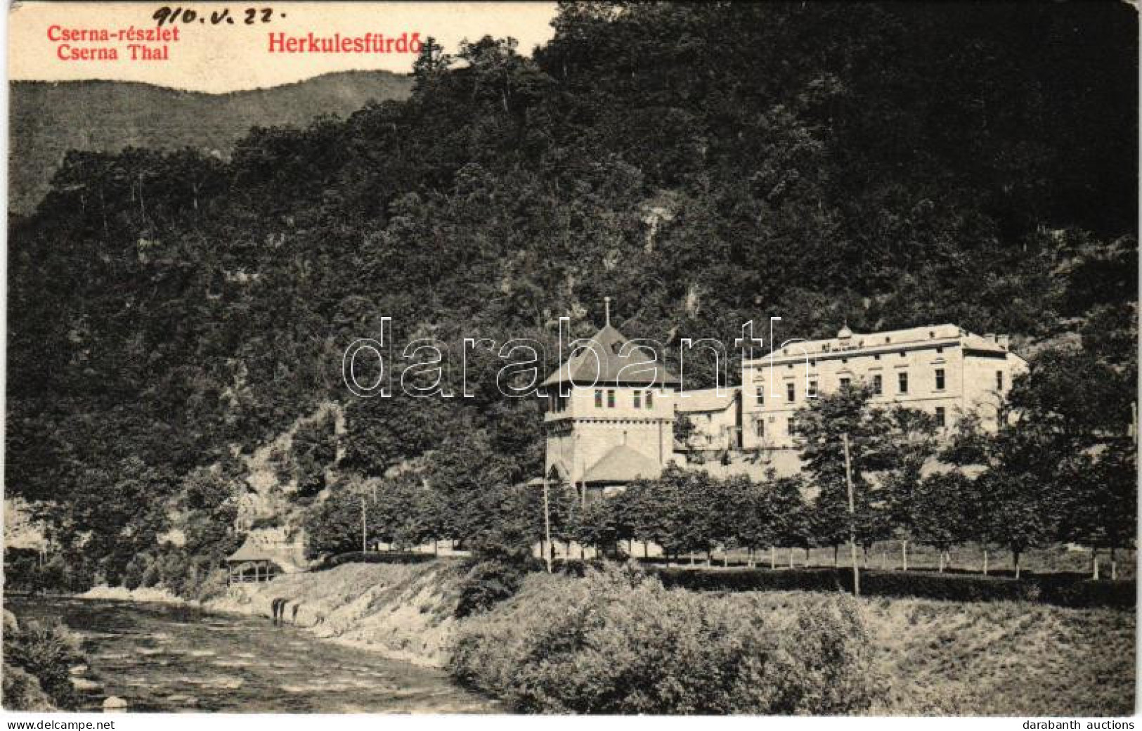 * T2/T3 1910 Herkulesfürdő, Baile Herculane; Cserna-völgy. Deixner Fanny Kiadása / Csernathal / Cerna Valley (ragasztóny - Non Classés