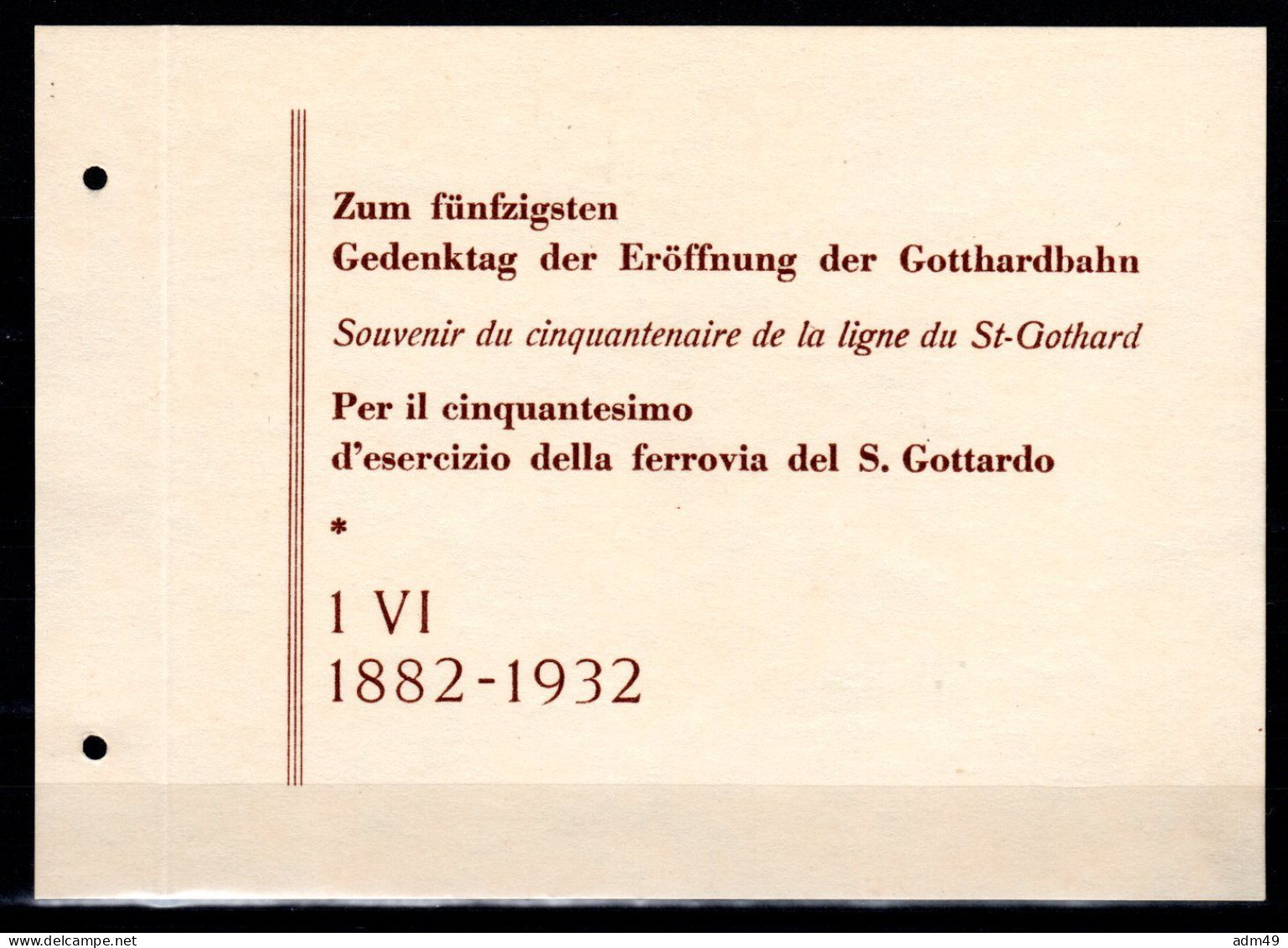 SCHWEIZ, 1932 Geschenkheft 50 Jahre Gotthardbahn - Altri & Non Classificati