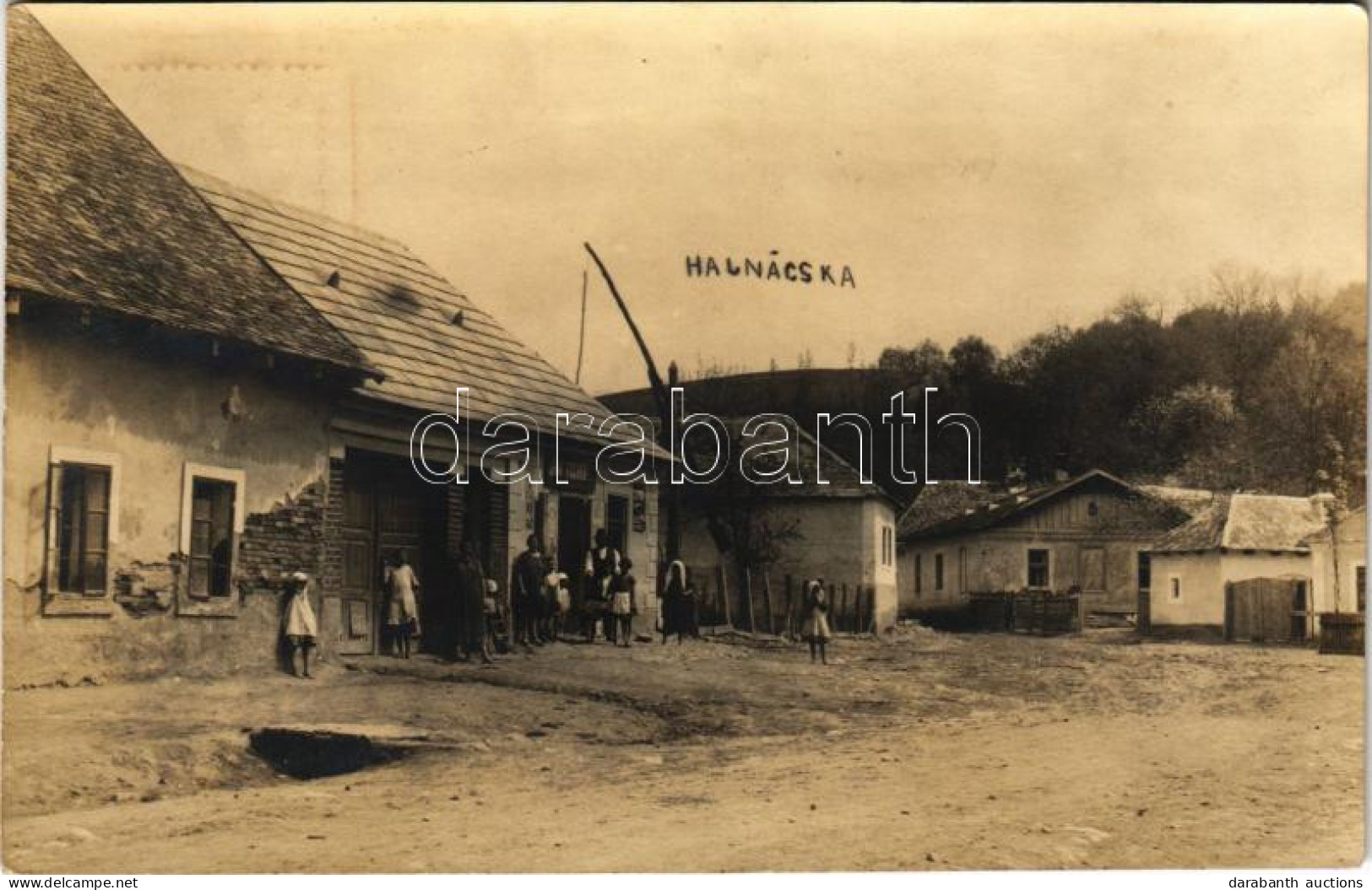 * T2 Ajnácskő, Hajnácska, Hajnácka (Gömör); Utca, Jenő Fischer üzlete / Street, Shop. Photo - Unclassified