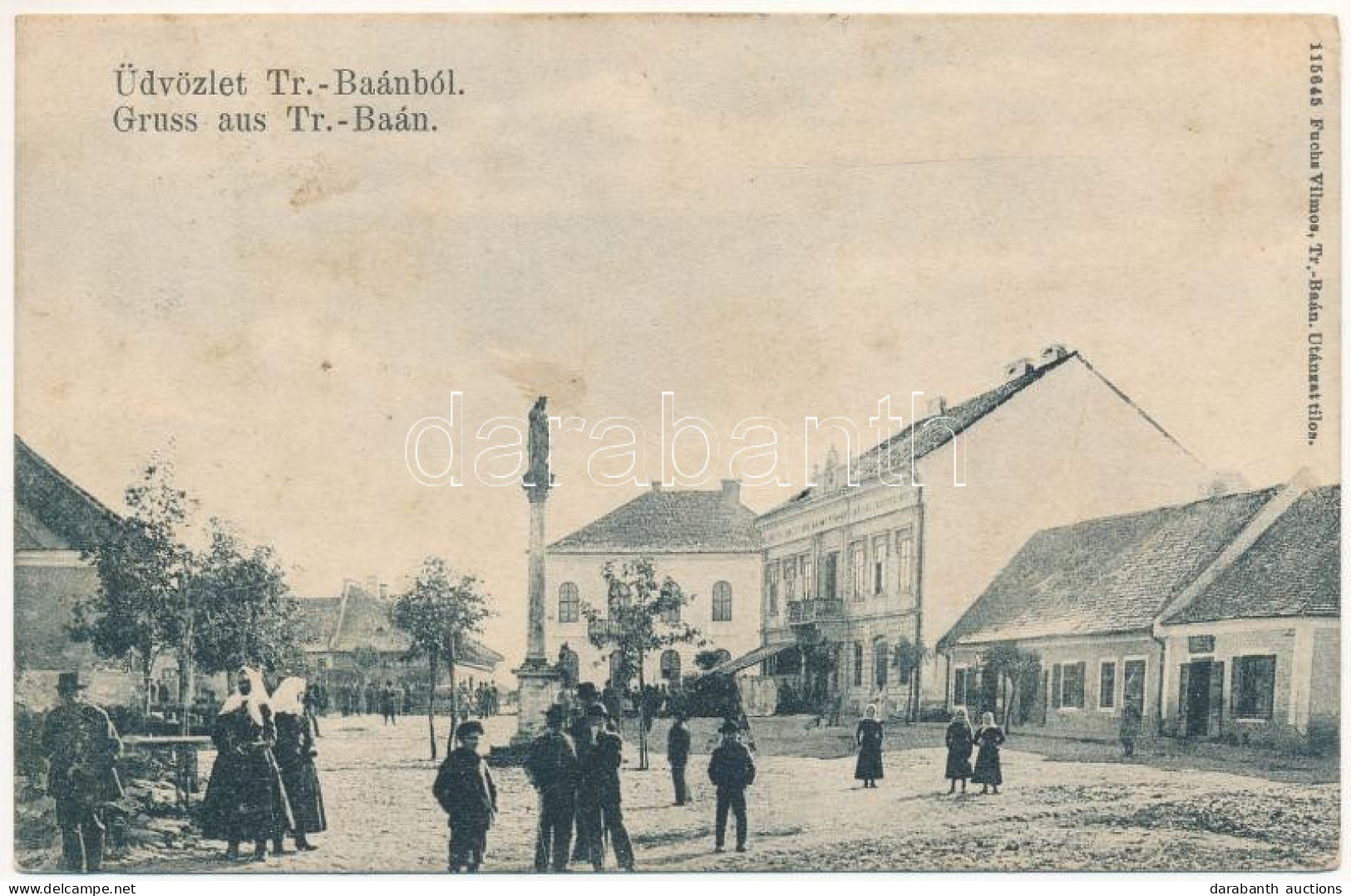 T2/T3 1907 Bán, Trencsénbán, Bánovce Nad Bebravou; Fő Tér. Fuchs Vilmos Kiadása / Main Square (fl) - Ohne Zuordnung