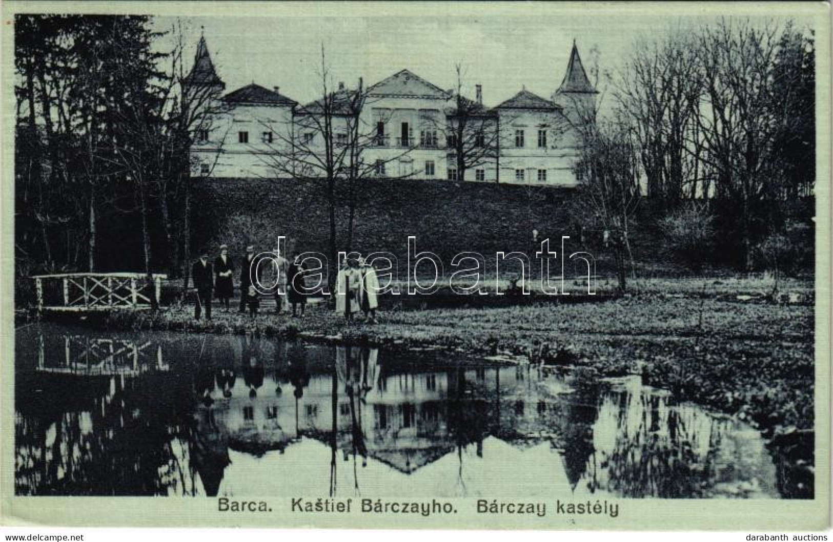 T2/T3 1938 Bárca, Barca (Kassa, Kosice); Kastiel Bárczayho / Bárczay Kastély. A. Gujdán Kiadása / Castle + "1938 Kassa V - Unclassified