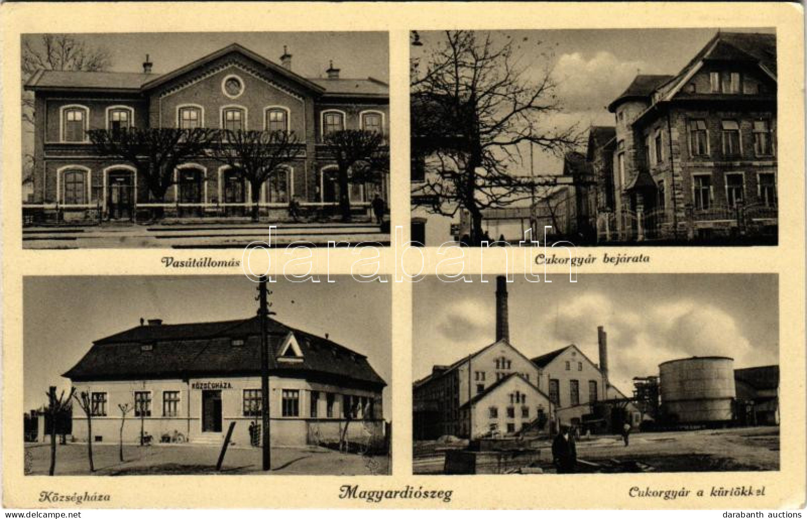 T2/T3 1941 Diószeg, Magyardiószeg, Sládkovicovo; Vasútállomás, Cukorgyár Bejárata, Községháza, Cukorgyár A Kürtökkel. Ka - Unclassified