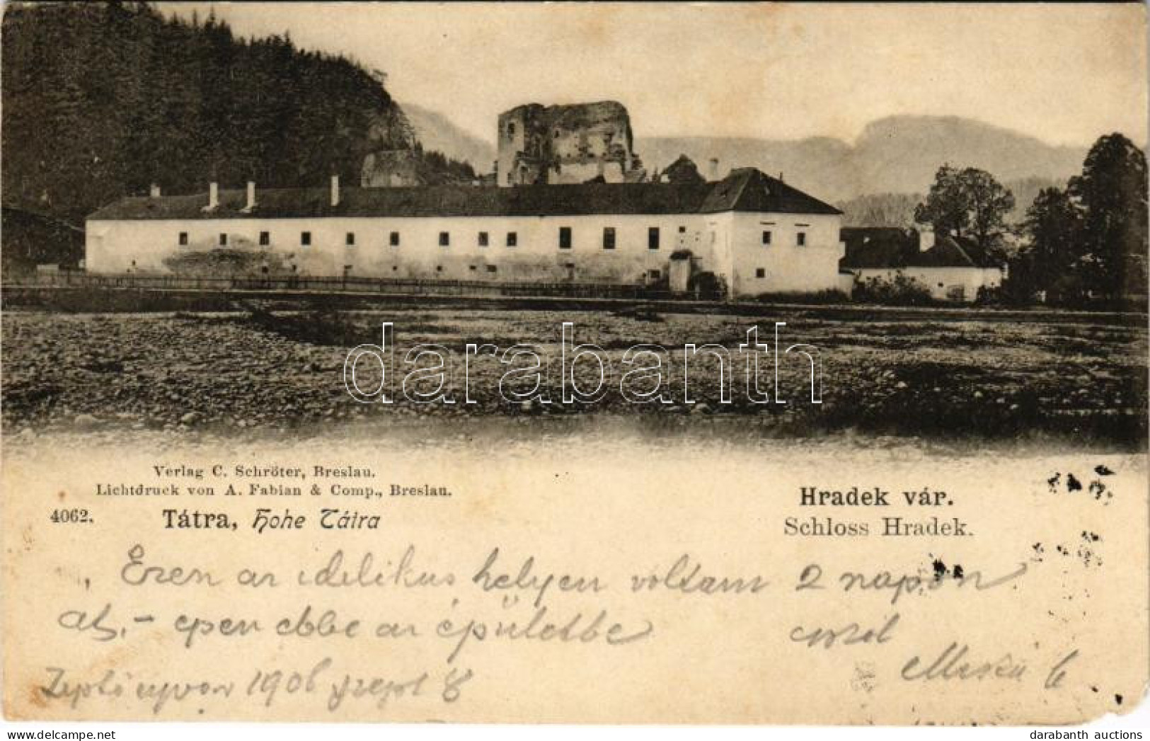T3 1906 Liptóújvár, Liptó-Újvár, Liptovsky Hrádok (Tátra); Hradek Vár. C. Schröter, A. Fabian & Comp. / Schloss Hradek / - Ohne Zuordnung