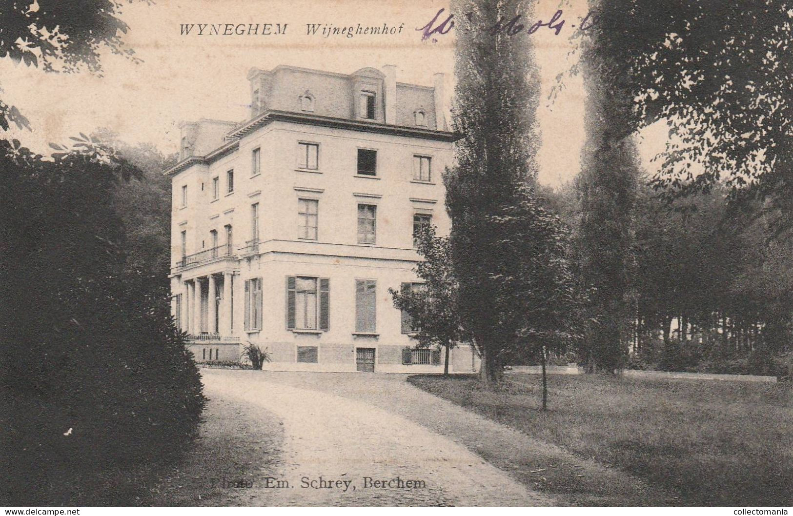 2 Oude Postkaarten   Wijngehem Wijnegem Wijnegemhof  Dreef Naar Wijneghem Hof 1909 - Wijnegem