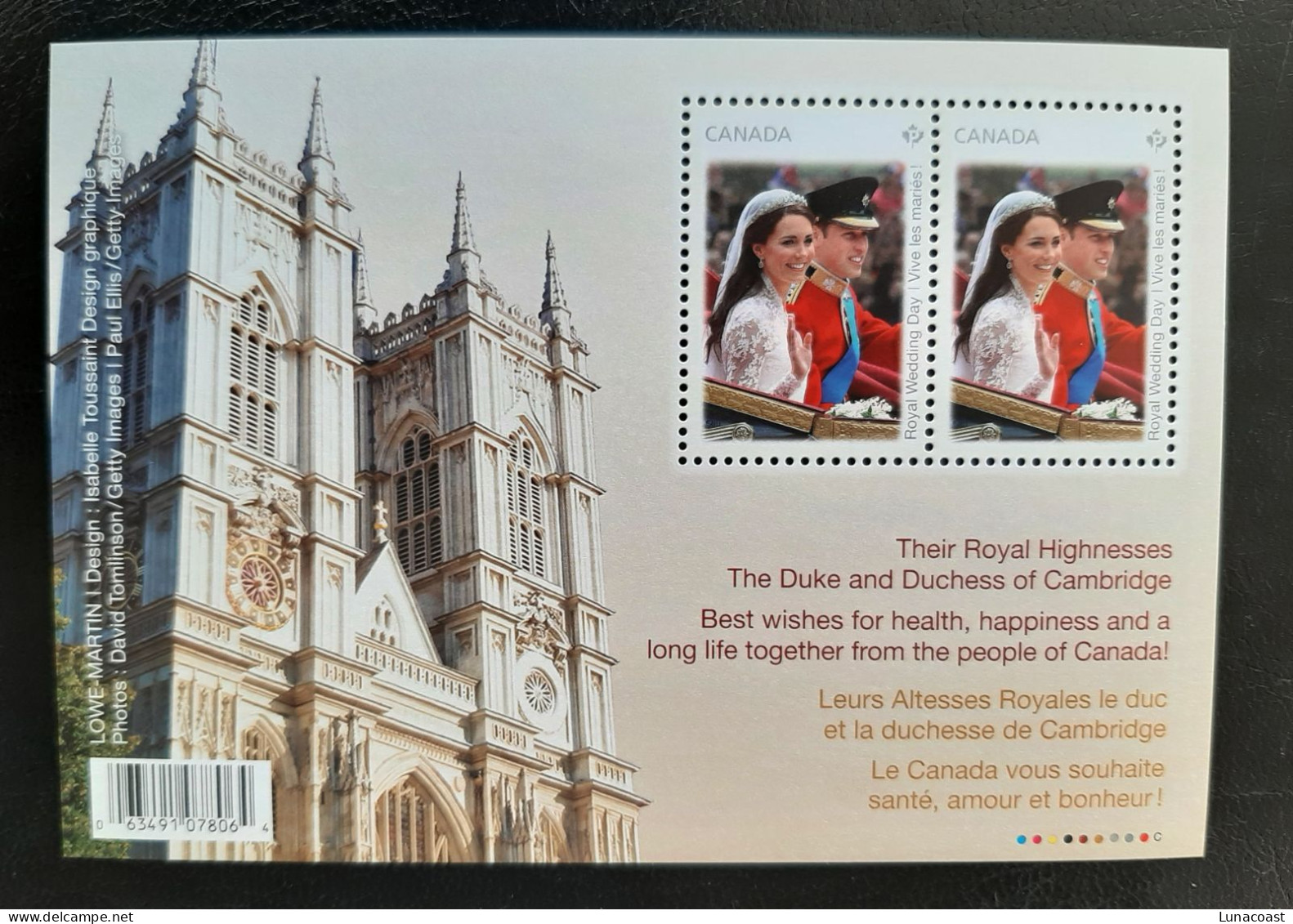 Canada  2011 MNH Sc 2477b**  Souvenir Sheet Royal Wedding - Neufs