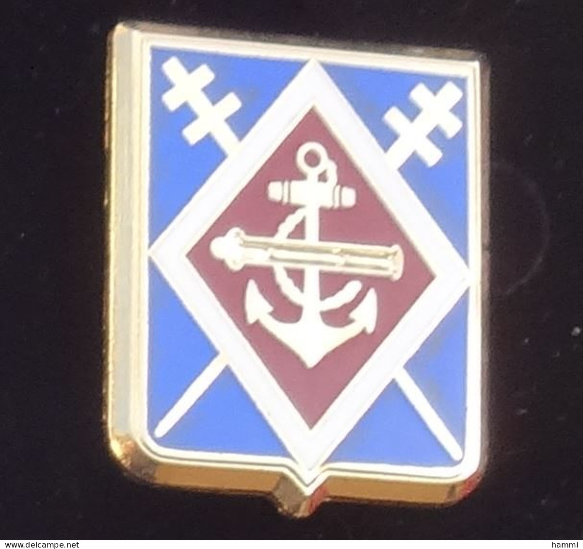 IC71 Broche Insigne Armée 1er RAMa Signé Arthus Bertrand Ancre Artillerie Marine Laon Achat Immédiat - Navy