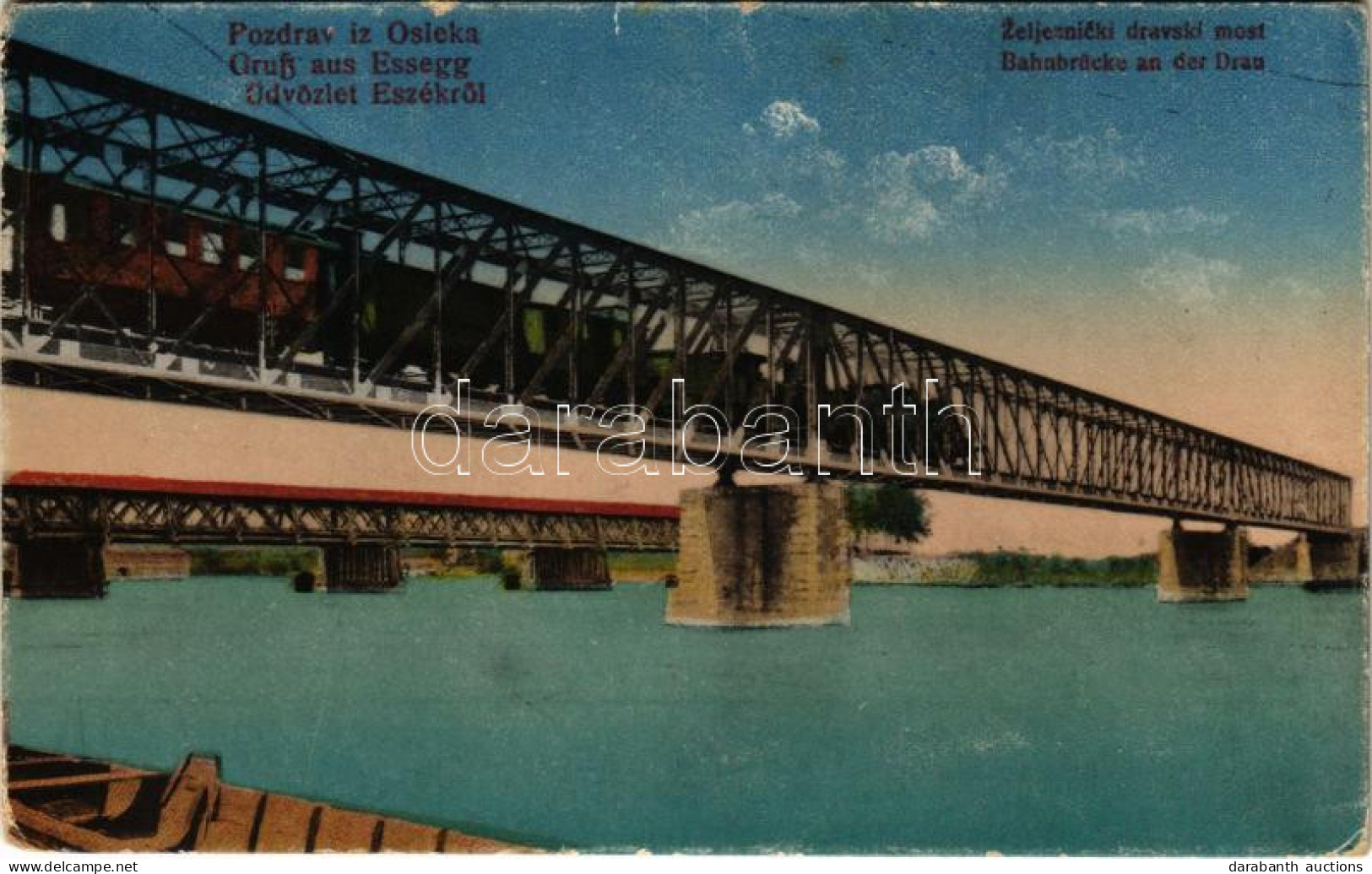 ** T2/T3 Eszék, Essegg, Osijek; Zeljeznicki Dravski Most / Bahnbrücke An Der Drau / Dráva Híd, Vasúti Híd, Vonat. Vasúti - Non Classés