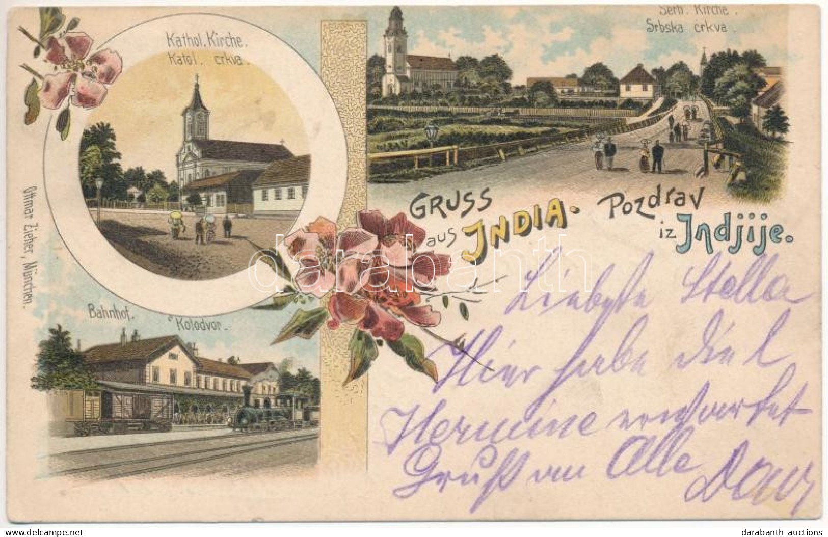 T2/T3 1904 India, Indija; Kathol. Kirche, Serb. Kirche, Bahnhof / Katol. Crkva, Srbska Crkva, Kolodvor / Római Katolikus - Ohne Zuordnung